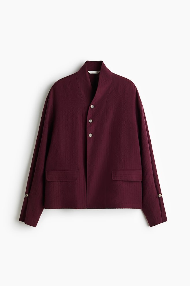 Textured-weave button-detail shirt - Burgundowy/Ciemnofioletowy - 1
