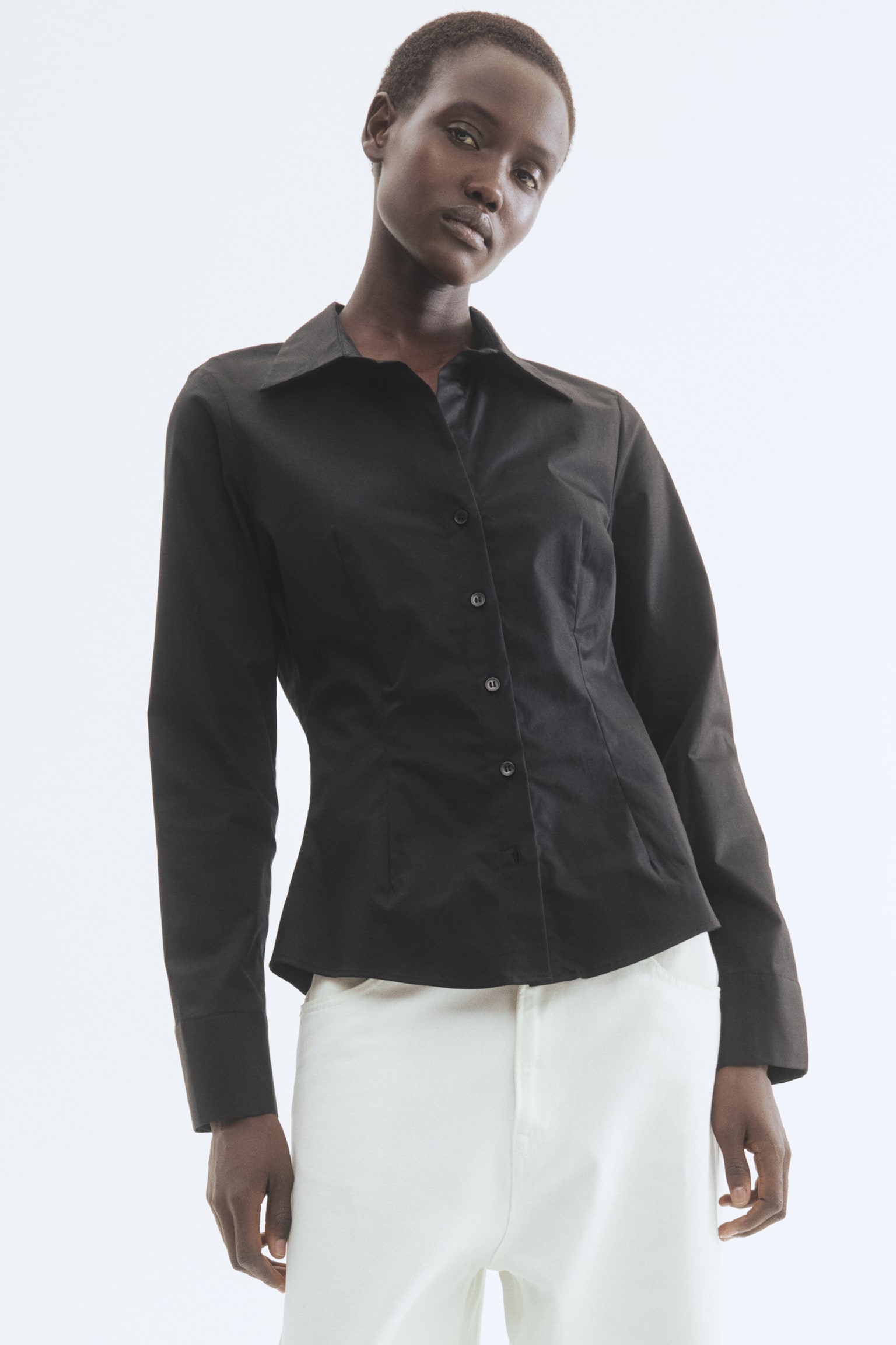 Fitted shirt - Black/Dark blue/Striped - 5