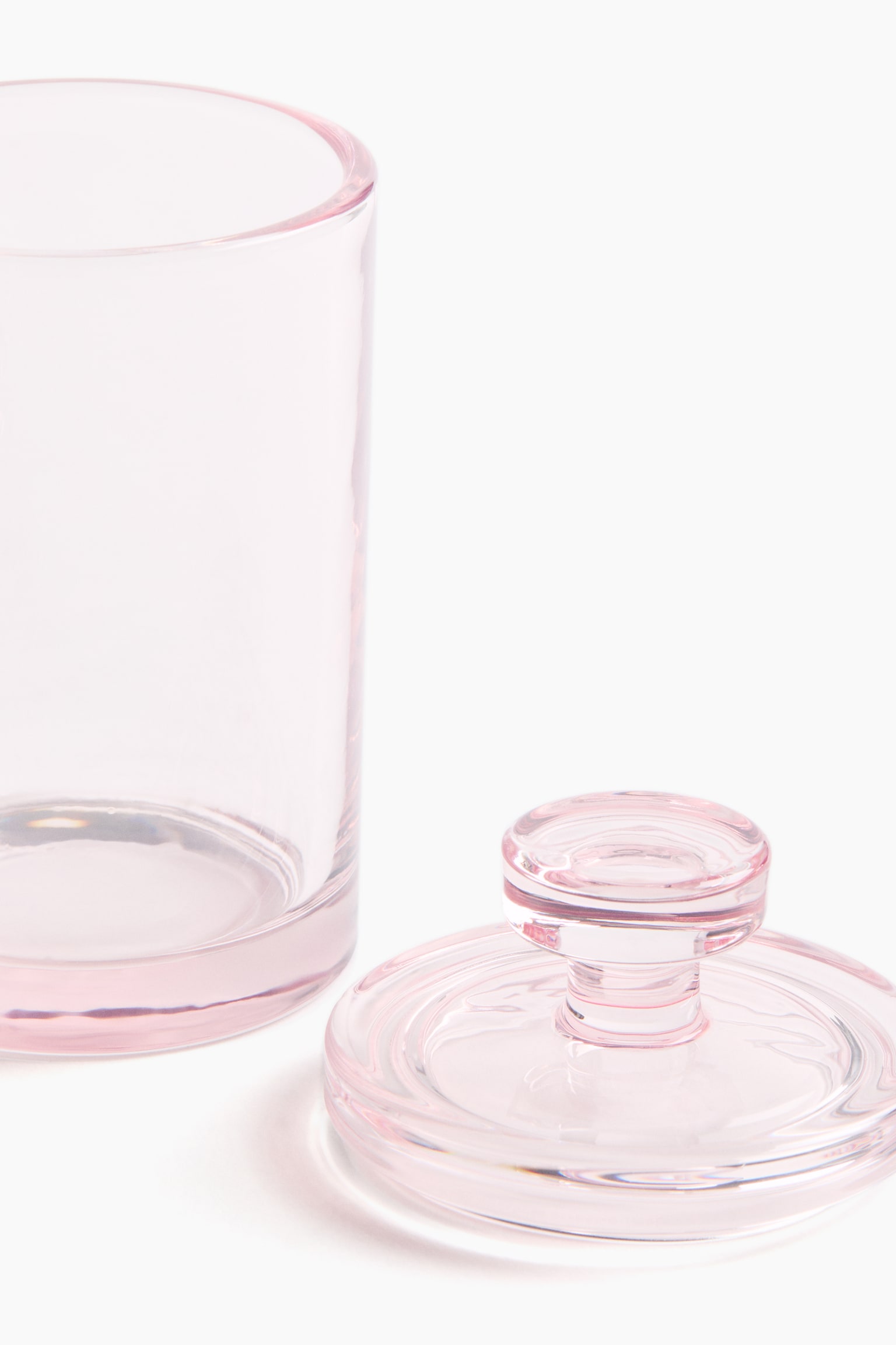 Slim glass jar with a lid - Light pink/Transparent - 2