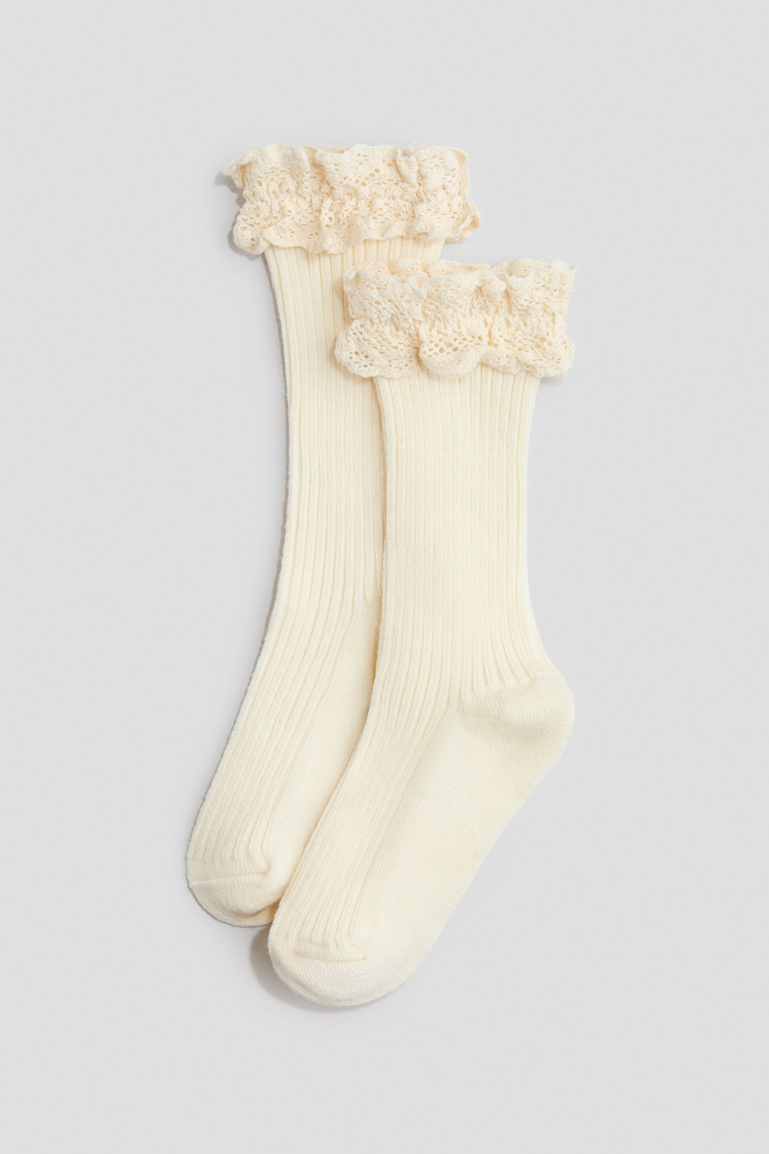 Čarape sa čipkanim rišićima - Krem - 2