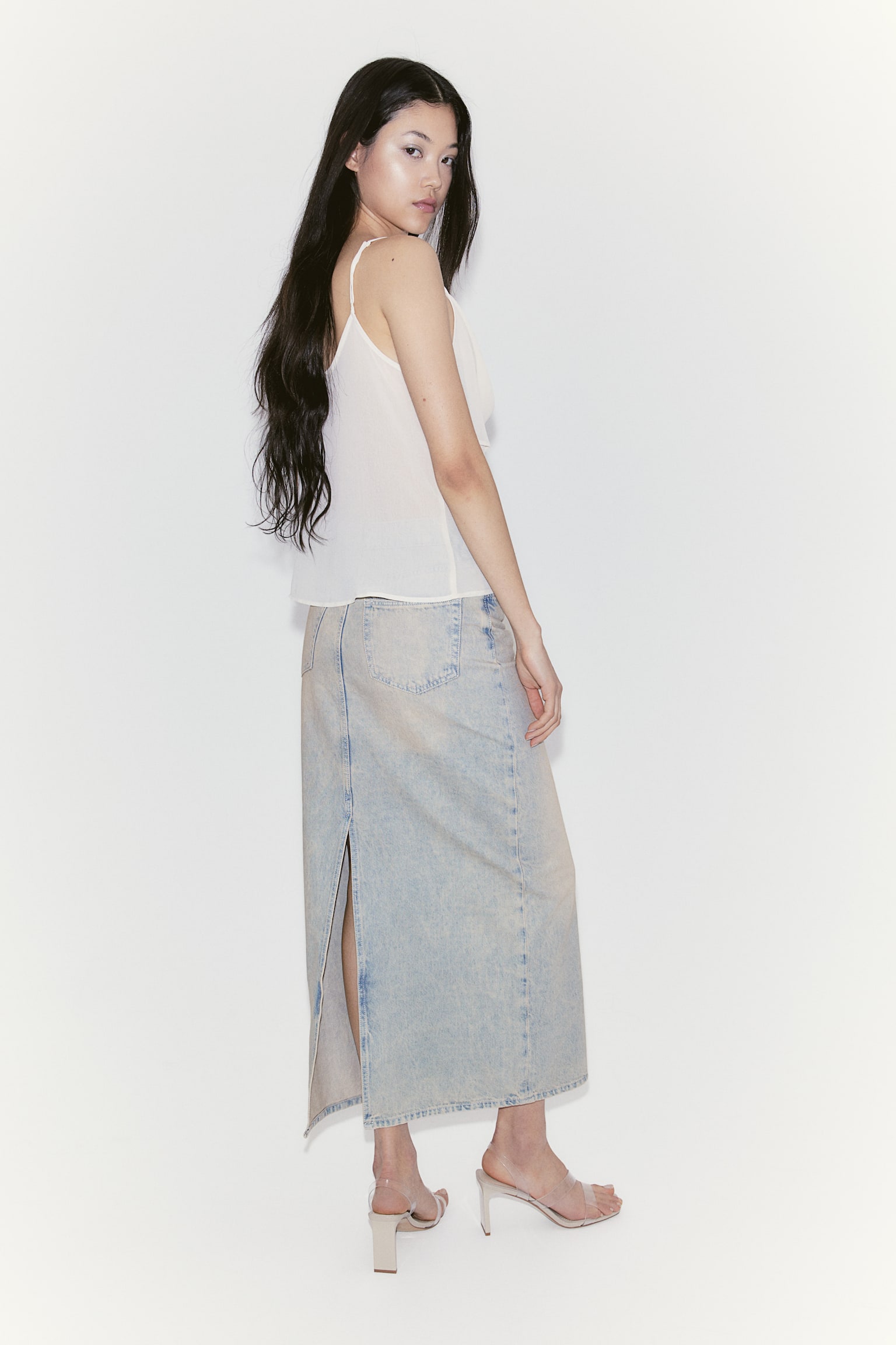 Denim Maxi Skirt - Pale denim blue/Pale denim blue/Denim blue - 8