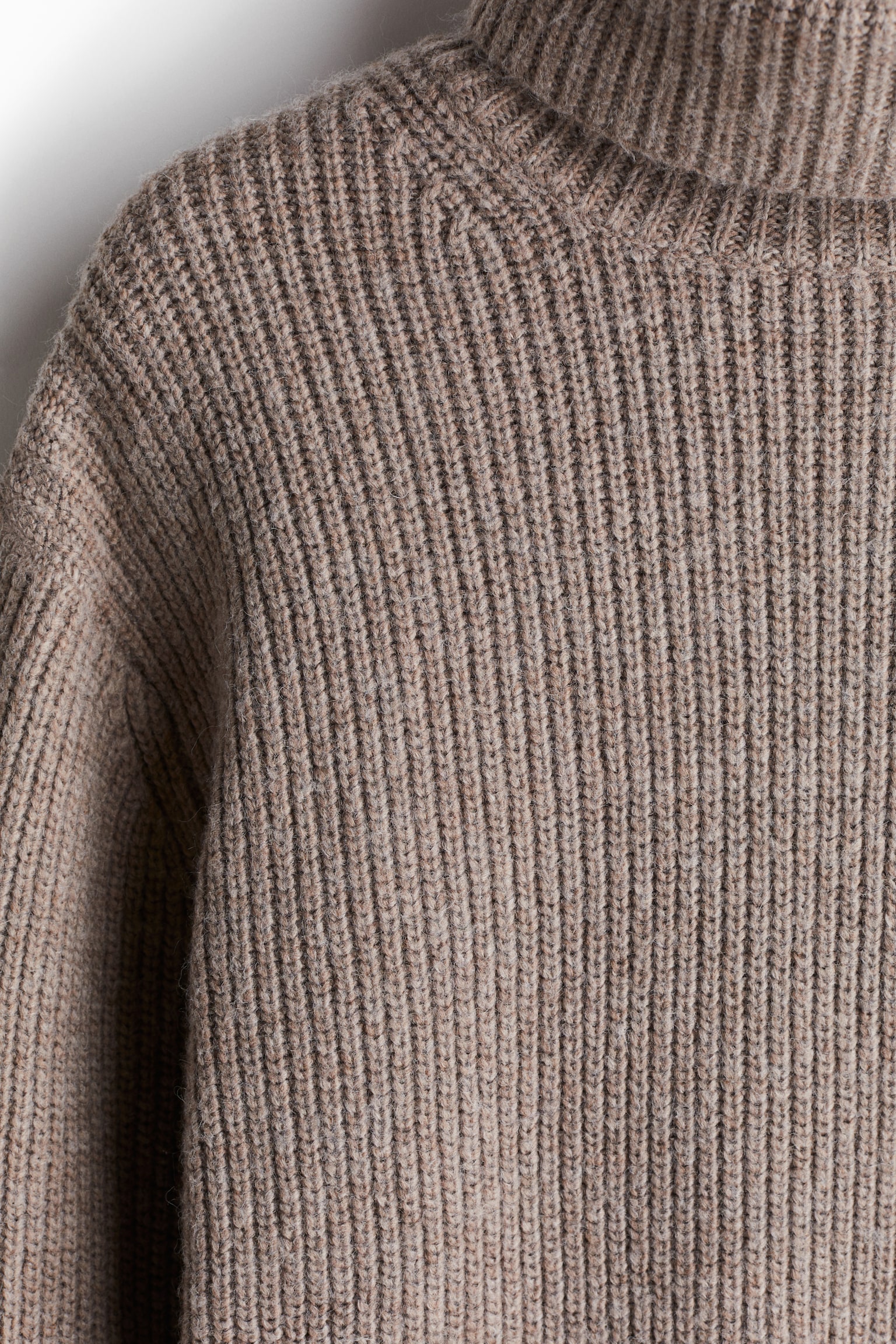 Rib-knit polo-neck jumper - Greige/Cream/Black - 6