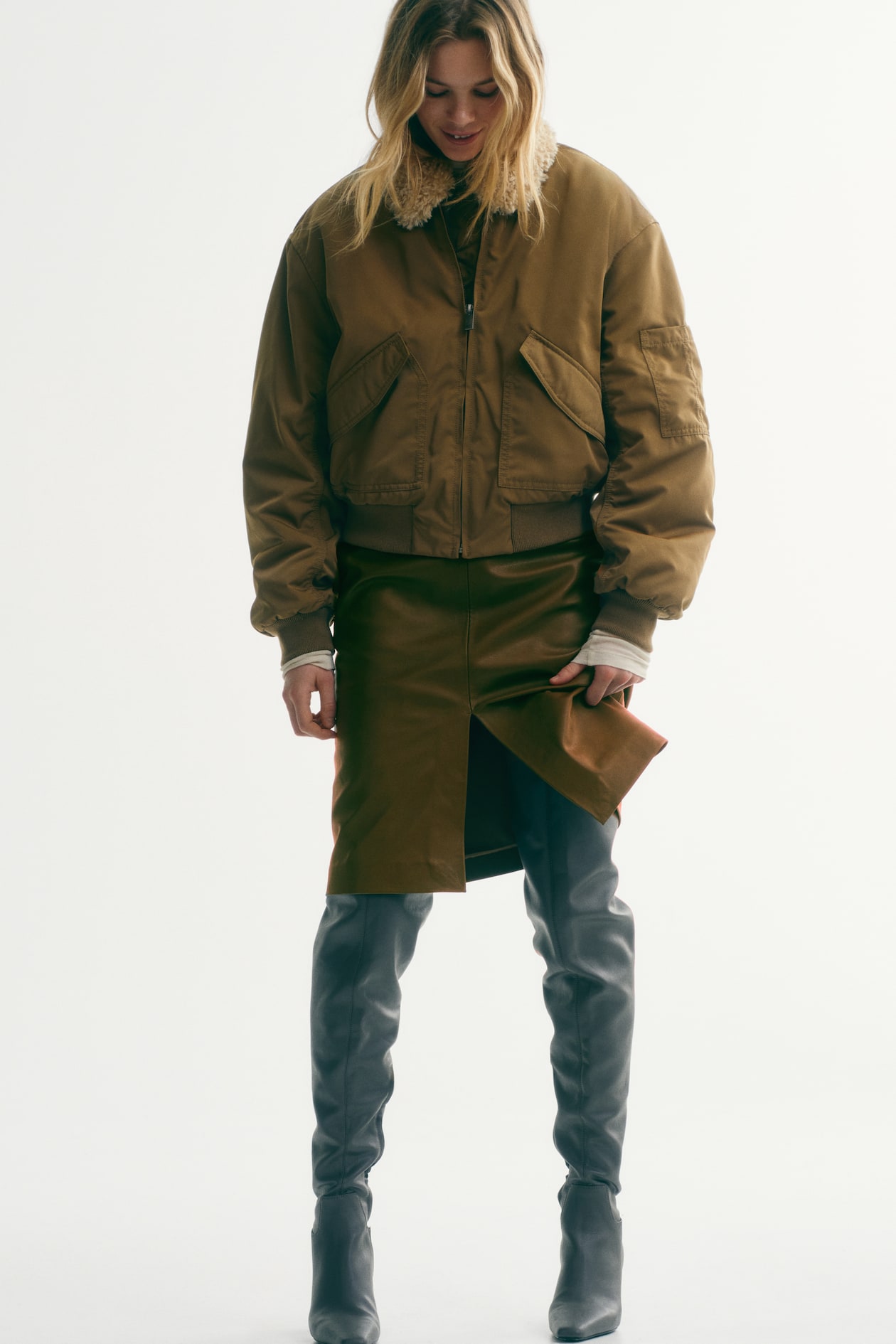 Bomber Jacket with Collar - image 2