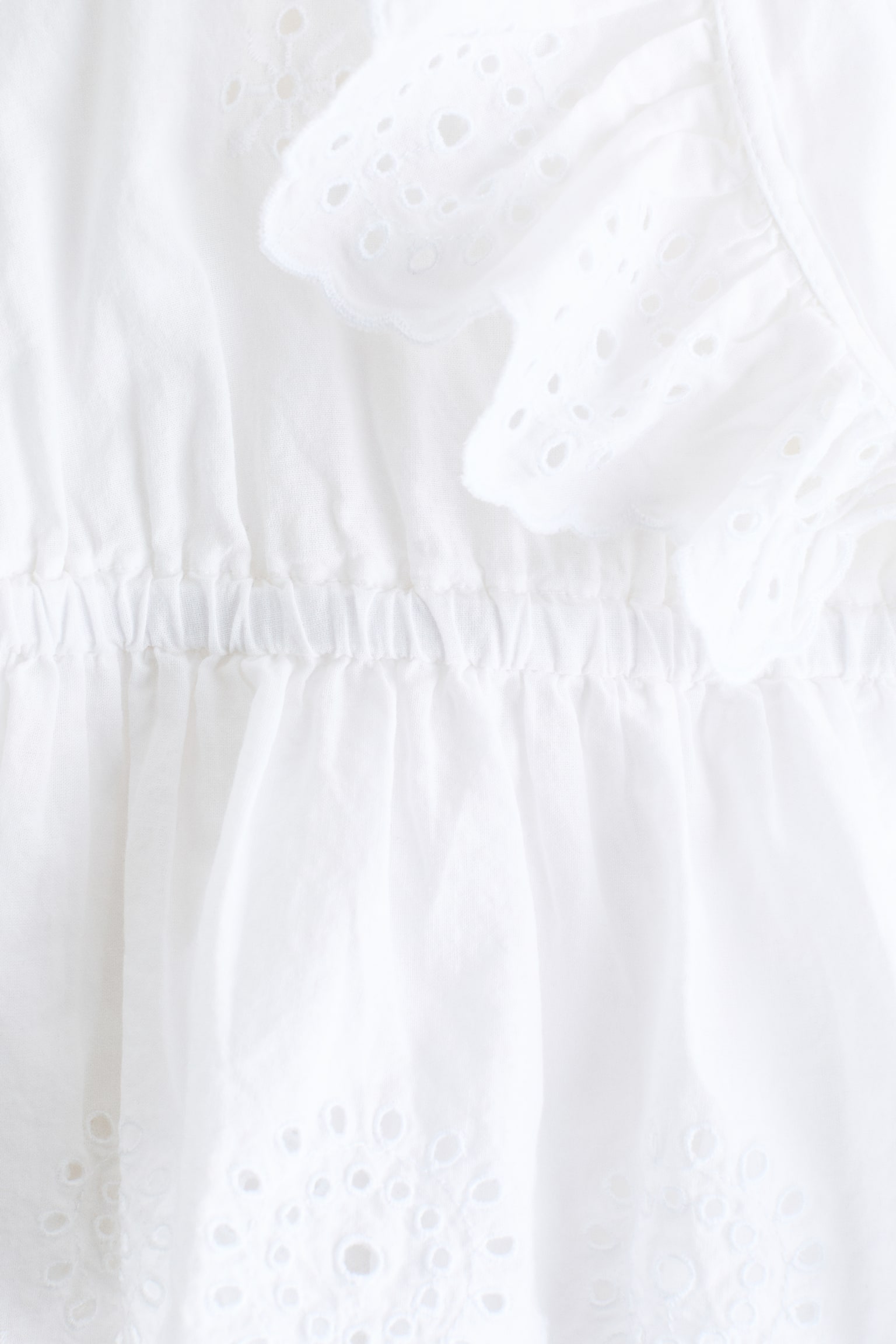 Blouse en coton avec broderie anglaise - Blanc/Rose poudré - 3