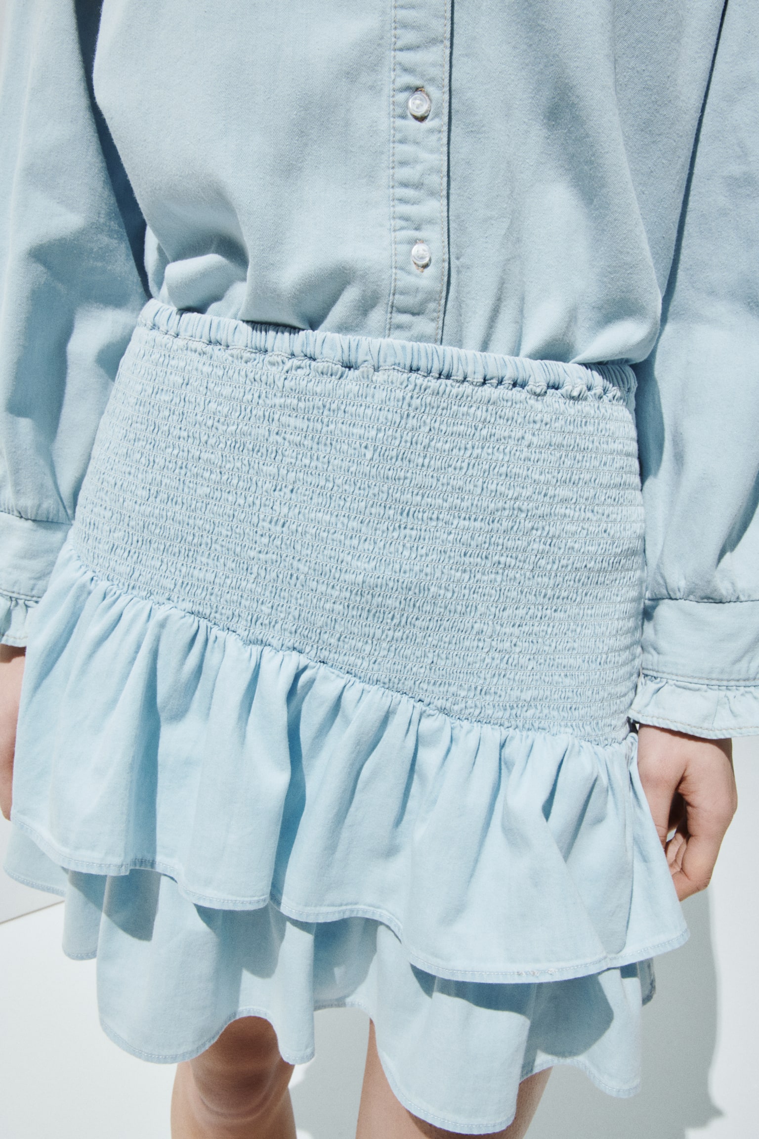 Fustă din denim cu fronseuri - 5