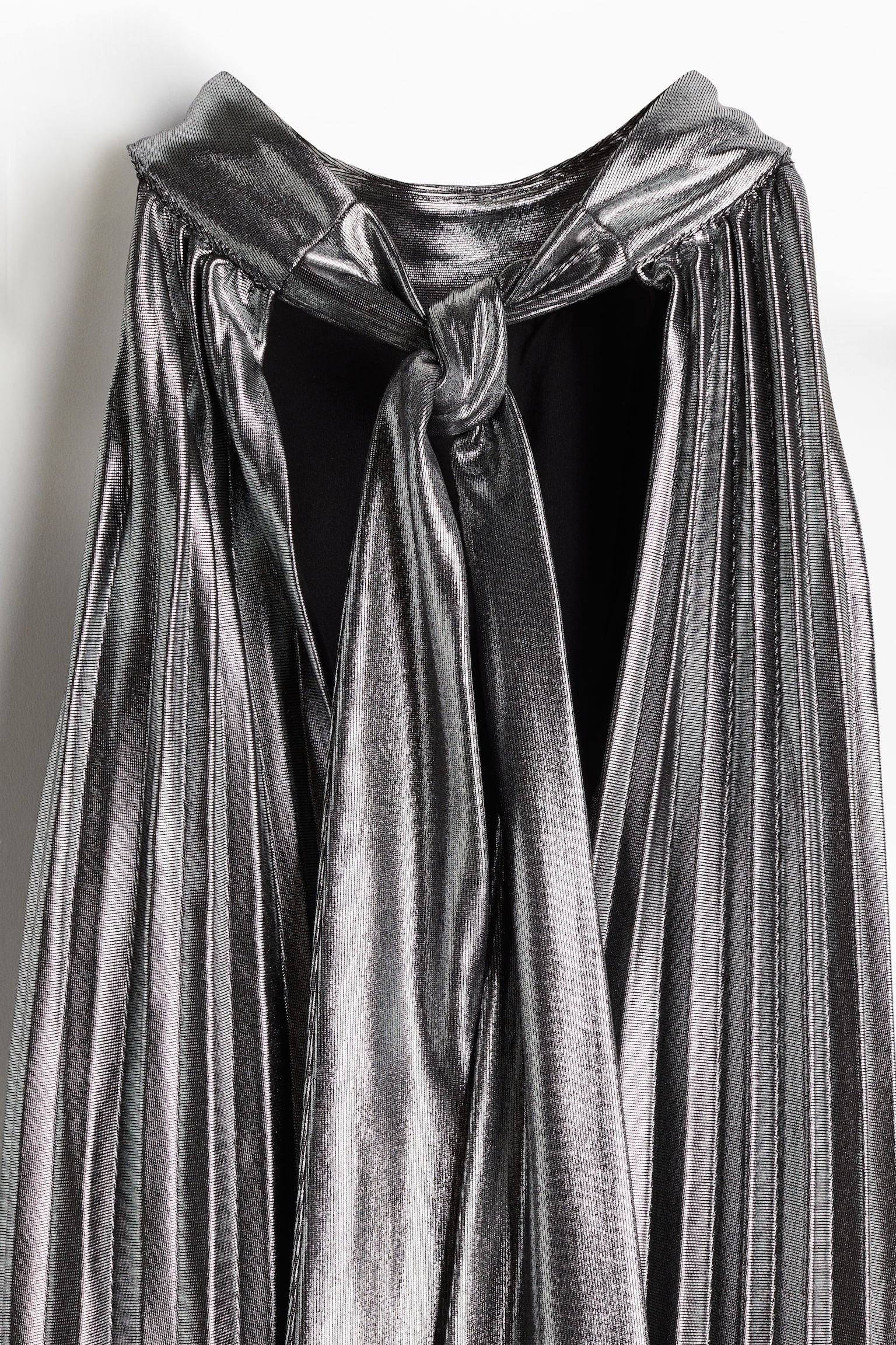 Pleated tie-neck dress - Silver-coloured - 3