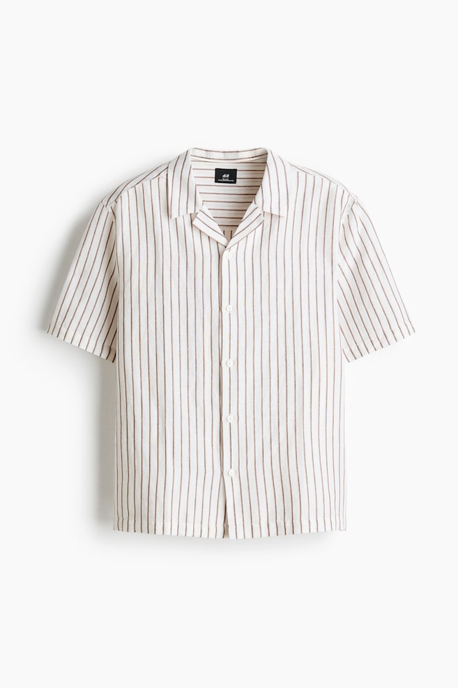 Freizeithemd aus Leinengemisch in Relaxed Fit - Weiß/Gestreift/Dunkles Khakigrün/Braun/Weiß/Schwarz/Dunkelbraun/Mattblau/Hellbeige - 1