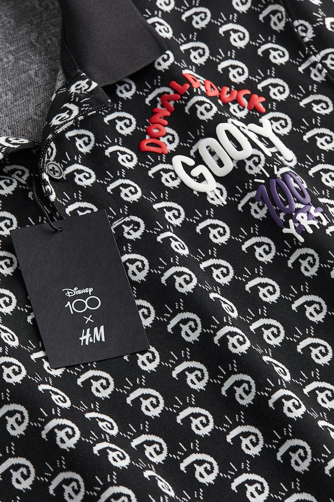 Regular Fit Jacquard-knit polo shirt - Black/Disney100 - 5