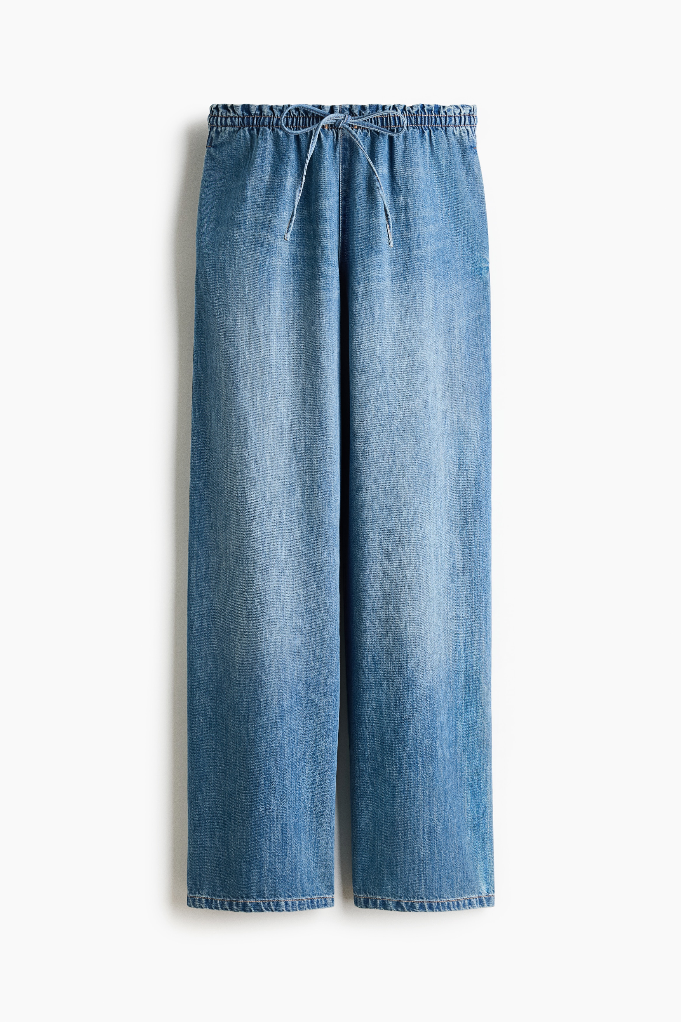 Pantalon en denim à taille élastique - Bleu denim/Gris clair