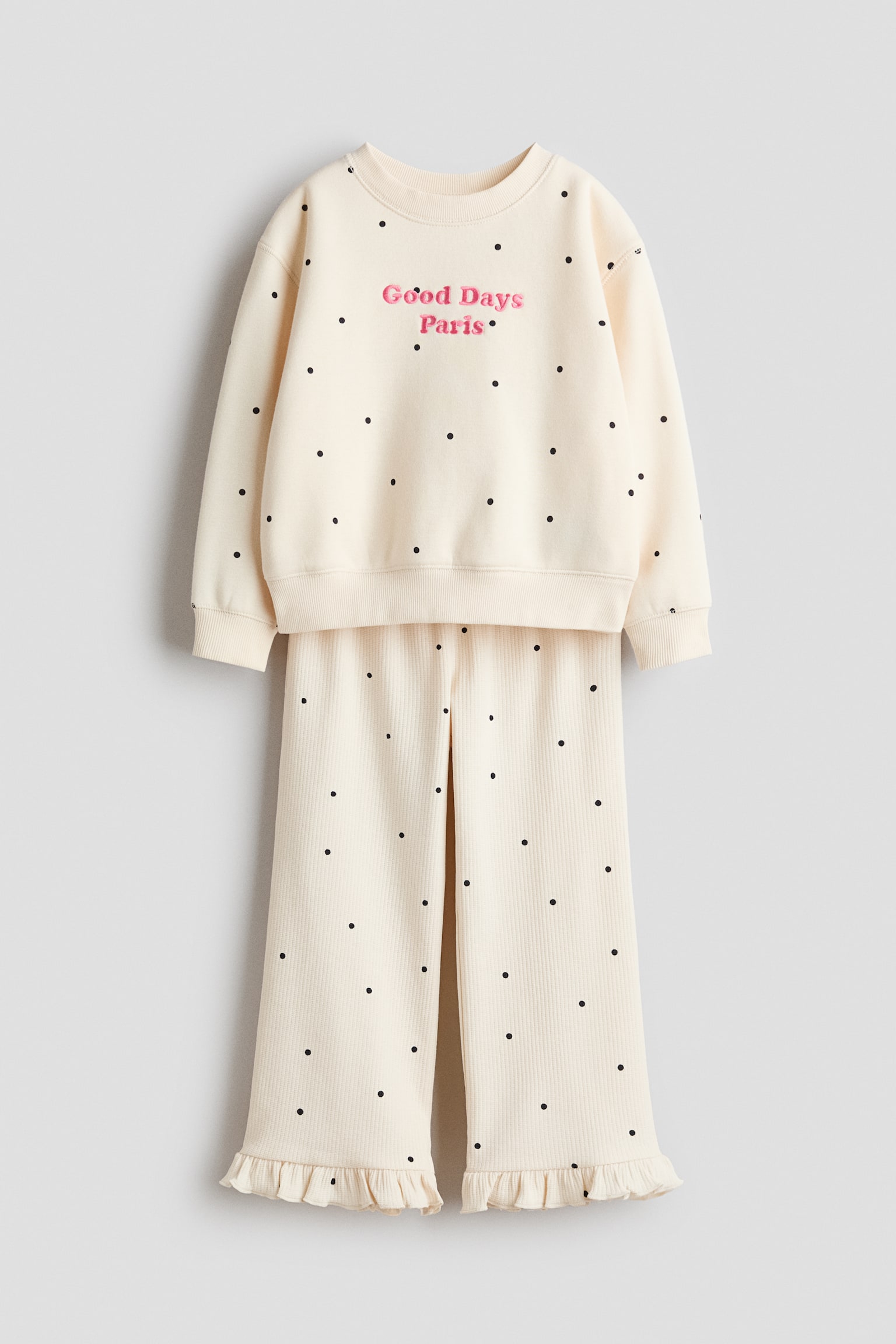 Conjunto 2 piezas con diseño - Beige claro/Good Days/Negro/Cerezas