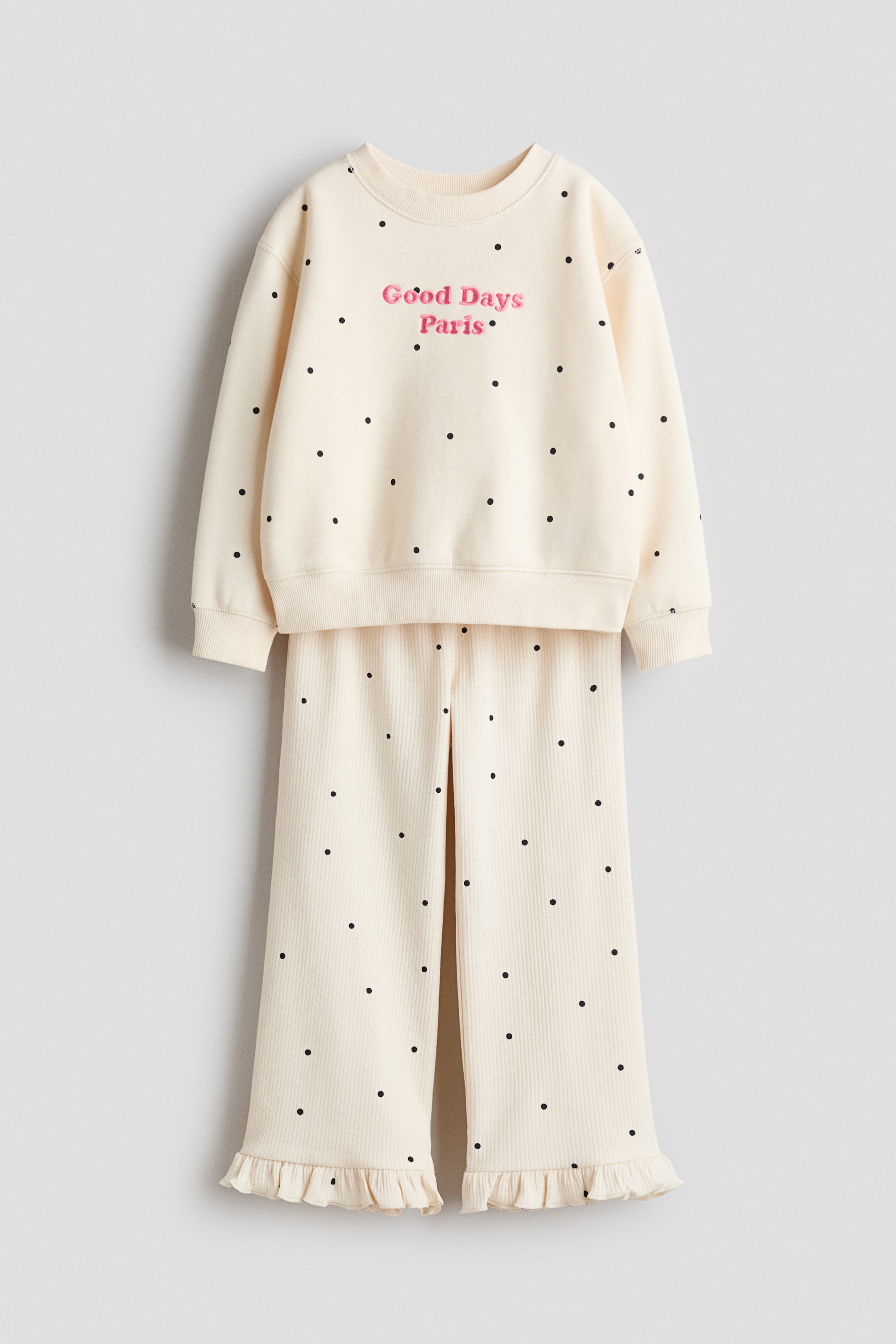 Ampliar la imagen: Conjunto 2 piezas con diseño - Beige claro/Good Days - Kids | H&M MX 1