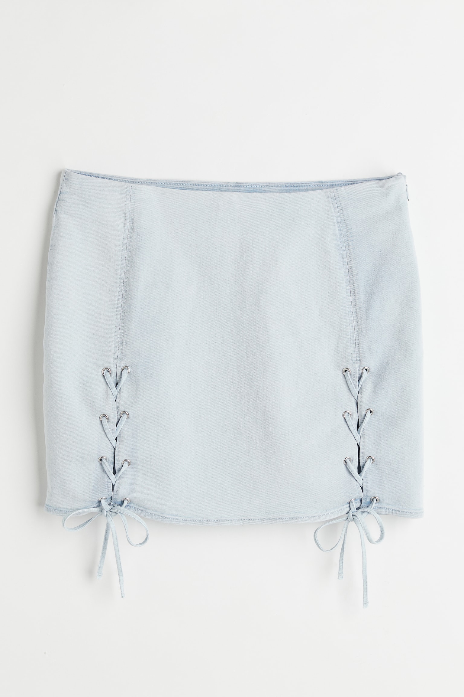 Lacing-detail denim skirt - Light denim blue