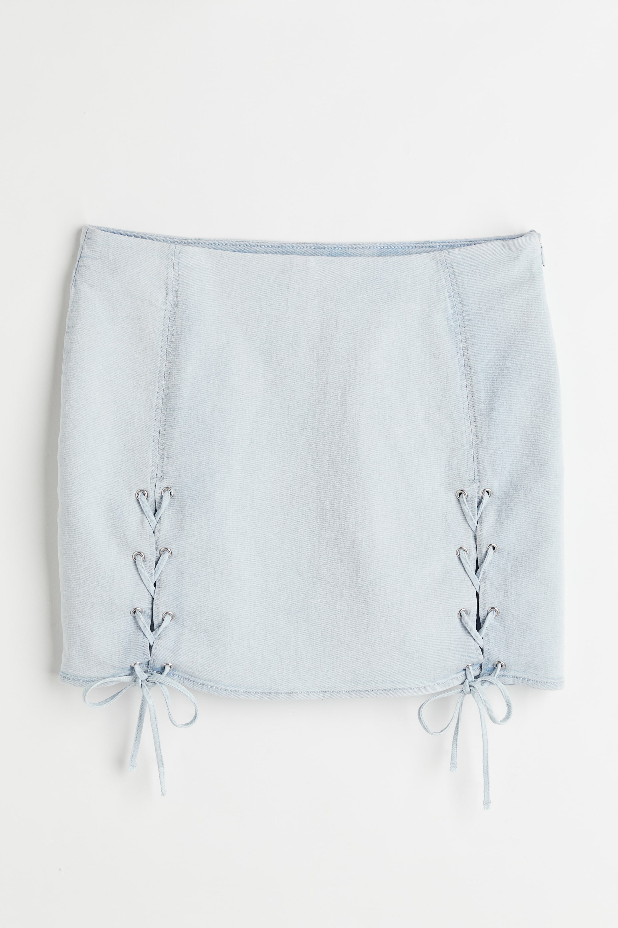 View larger image: Lacing-detail denim skirt - Light denim blue - Ladies | H&M GB 1