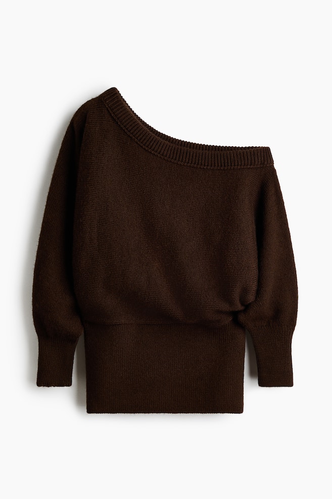 One-Shoulder-Pullover - Dunkelbraun/Hellgelb - 1