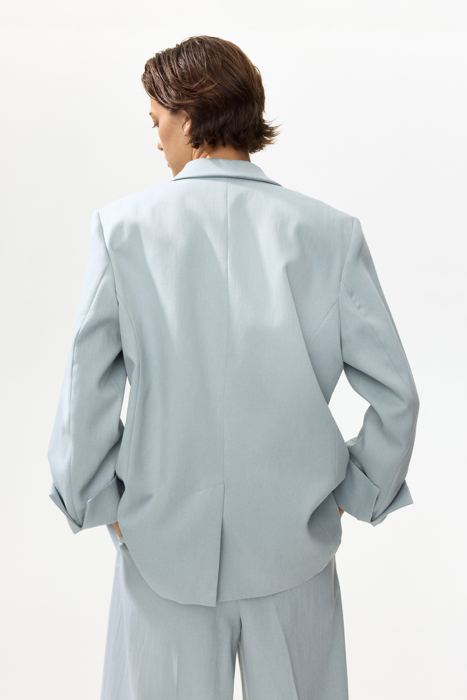 Linen-blend blazer - Light turquoise/Plum purple/Cream - 4
