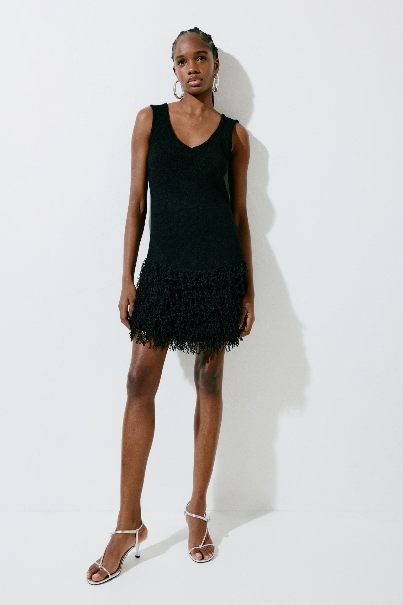 Fringed knitted dress - Black - 4
