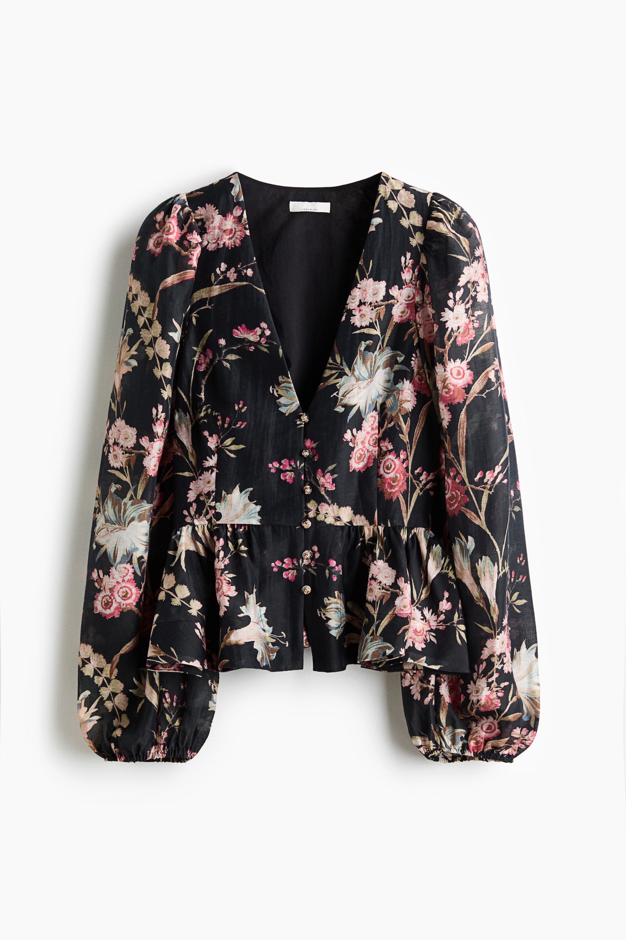 Blouse péplum en lin mélangé