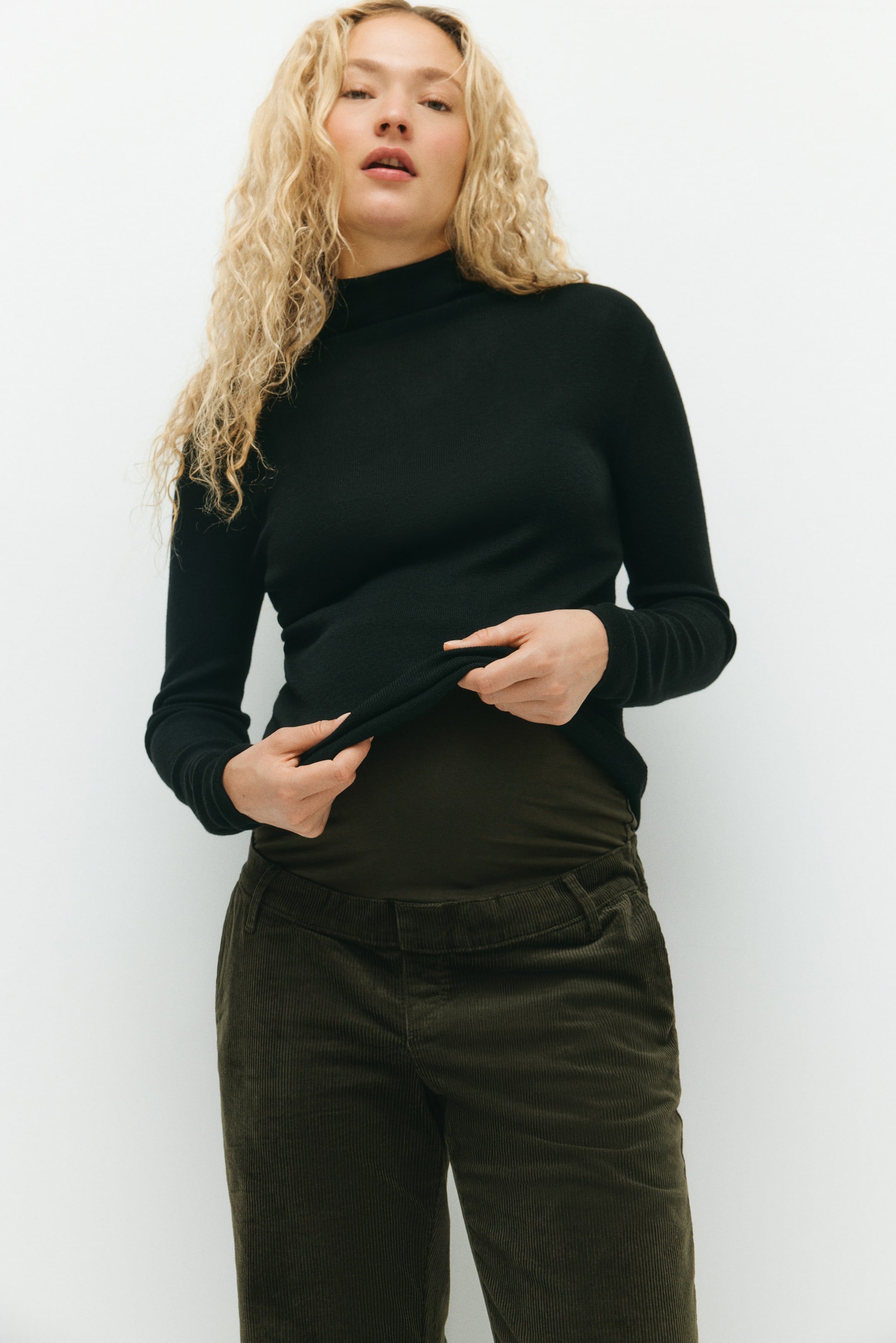 View larger image: MAMA Flared corduroy trousers - Khaki green - Ladies | H&M IE 2