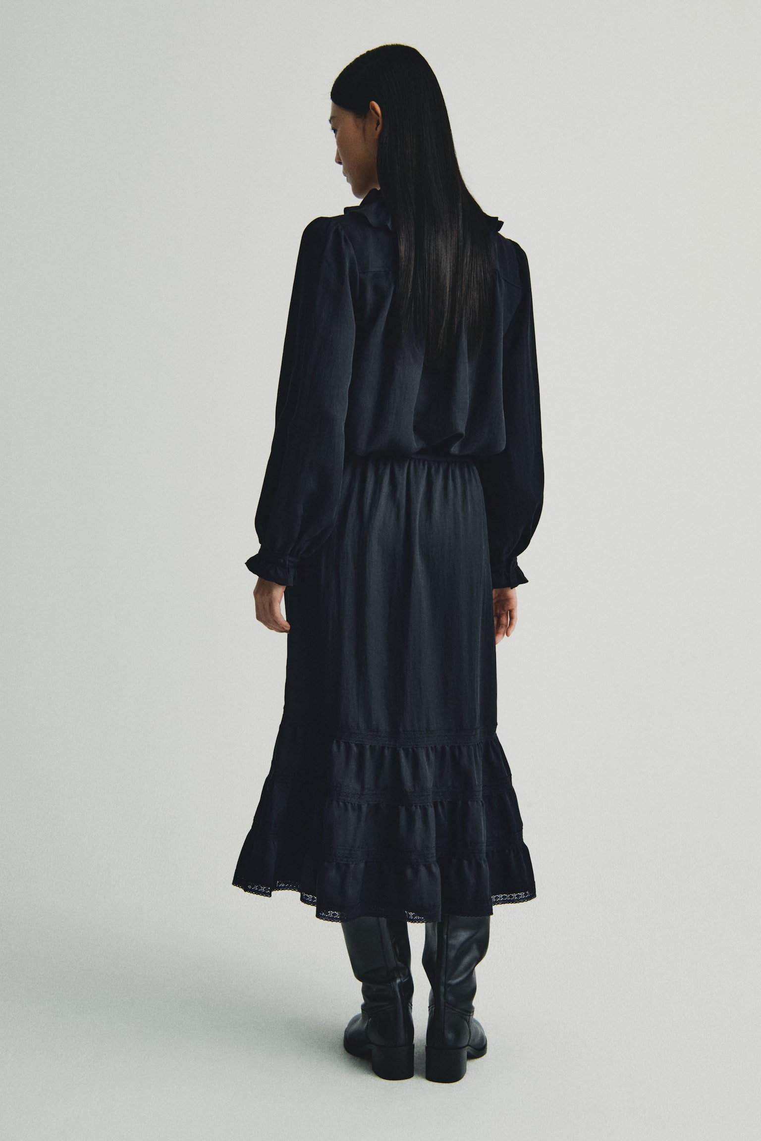 Lace-inset skirt - Black/White - 6