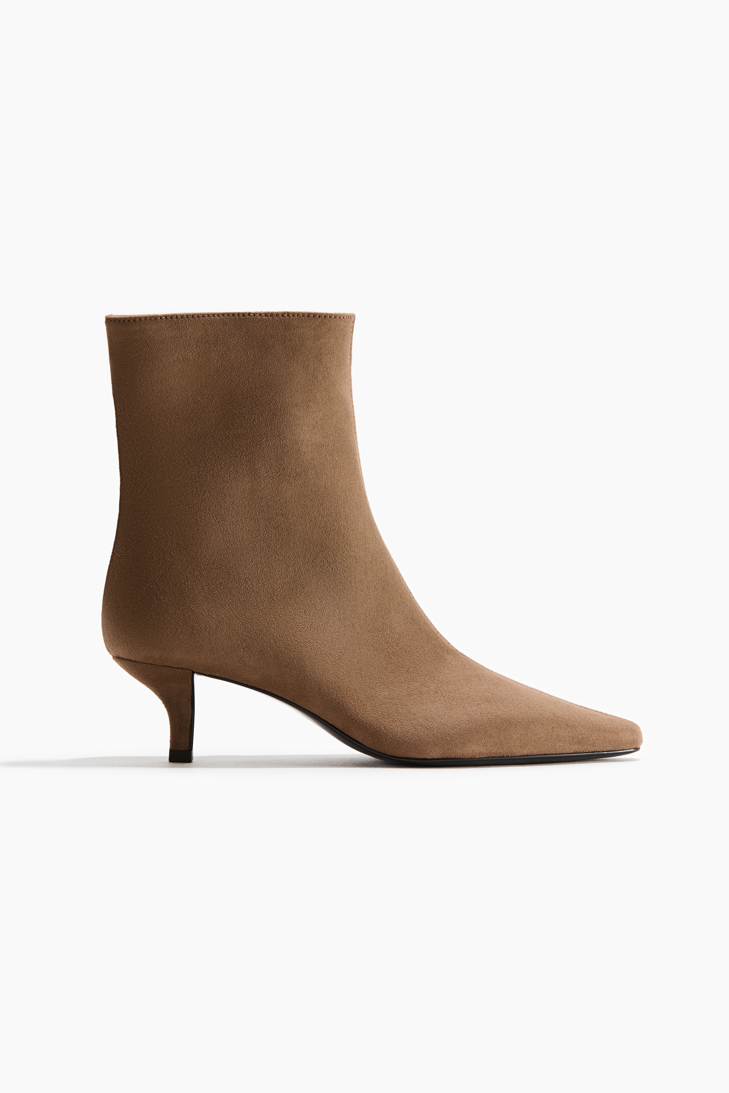 Ankelstøvler med hæl - Mørk beige/Sort
