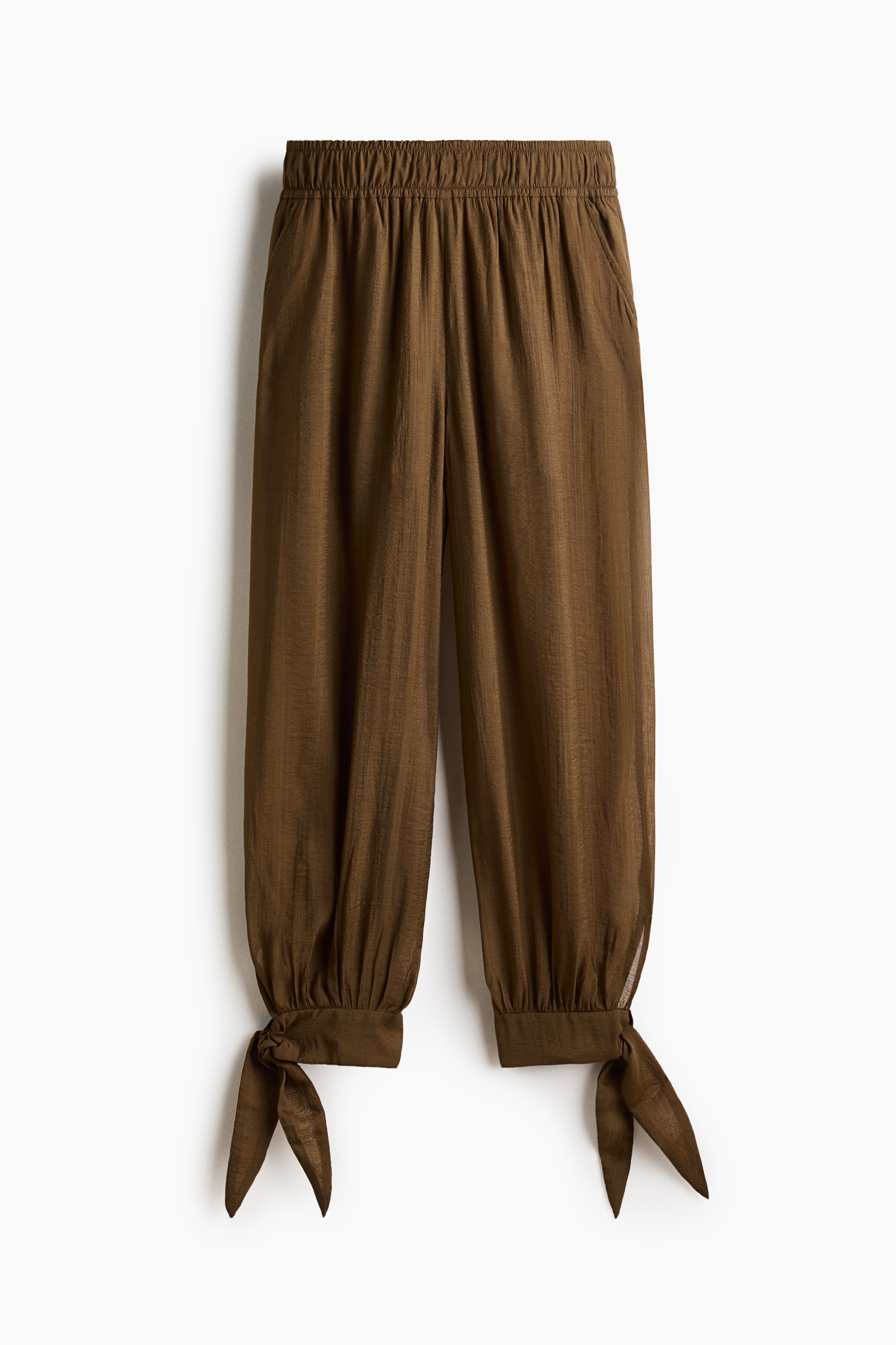 Tie-detail balloon trousers - Khaki green