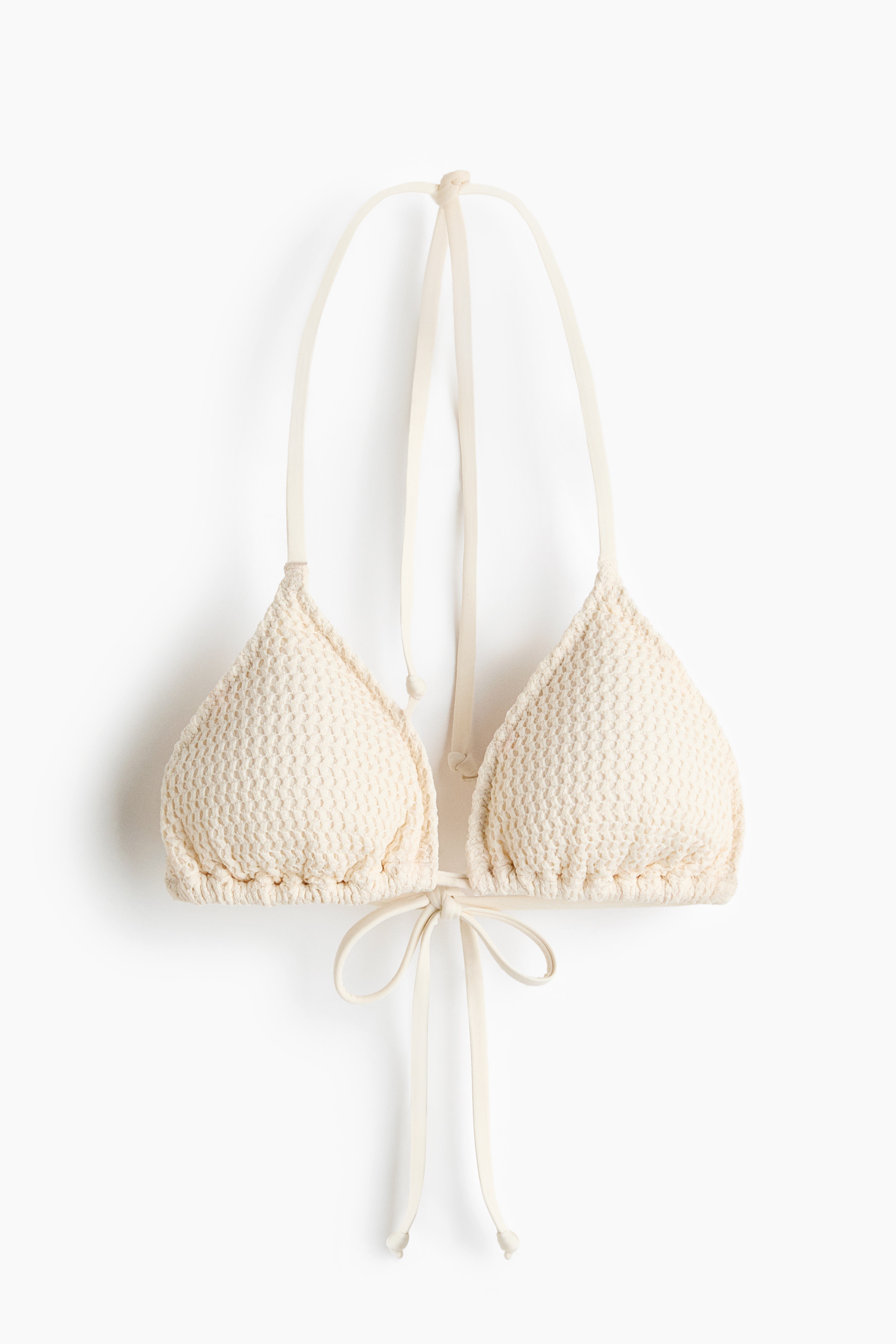 Padded Triangle Bikini Top - Cream/White