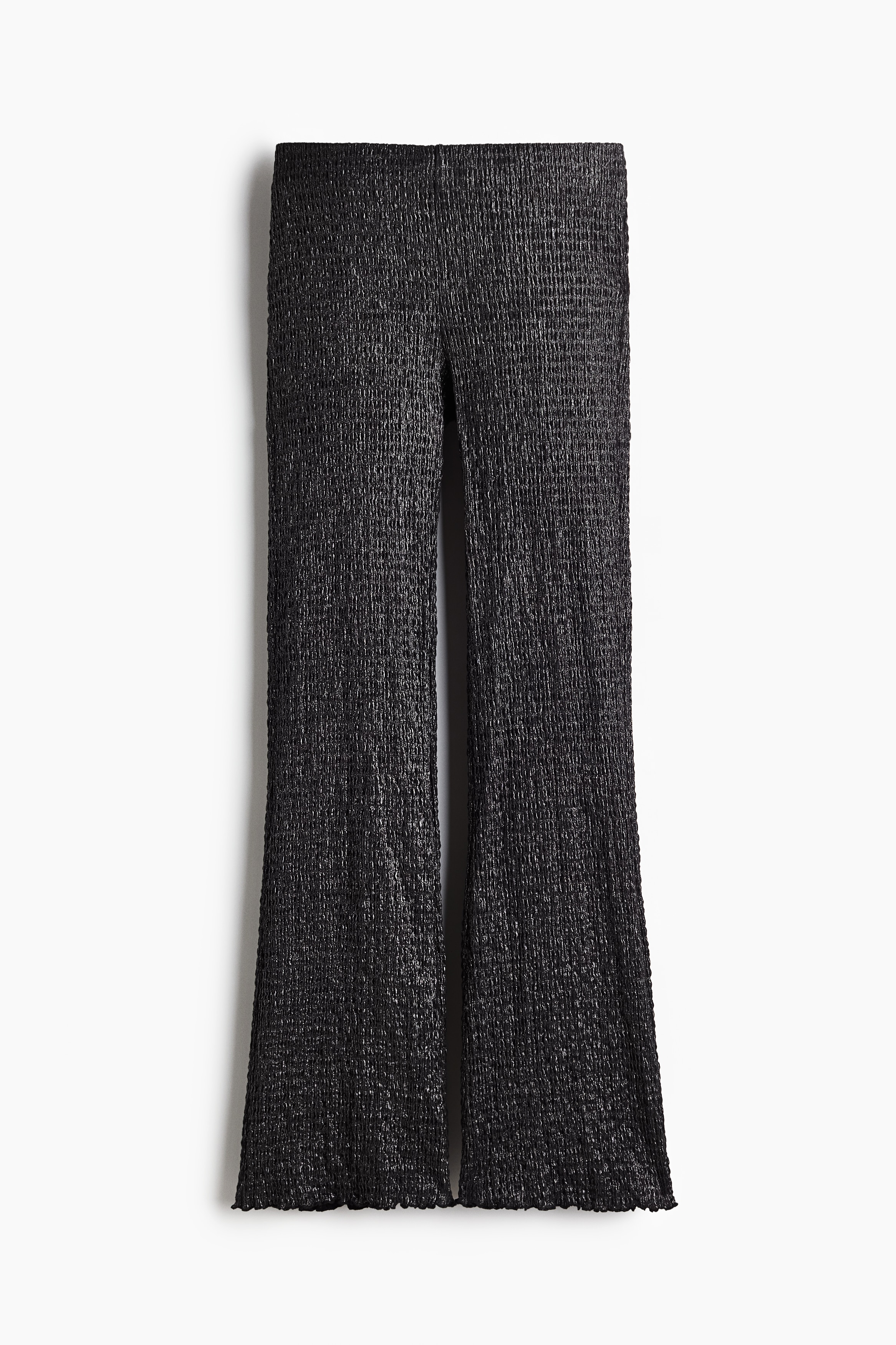 Ladies - Black/Silver-coloured Smocked flared trousers - Size: XL  - H&M