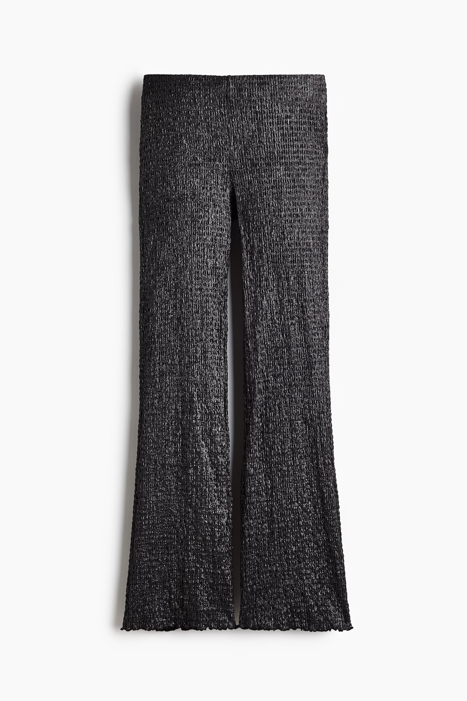 Smocked flared trousers - Black/Silver-coloured - 1