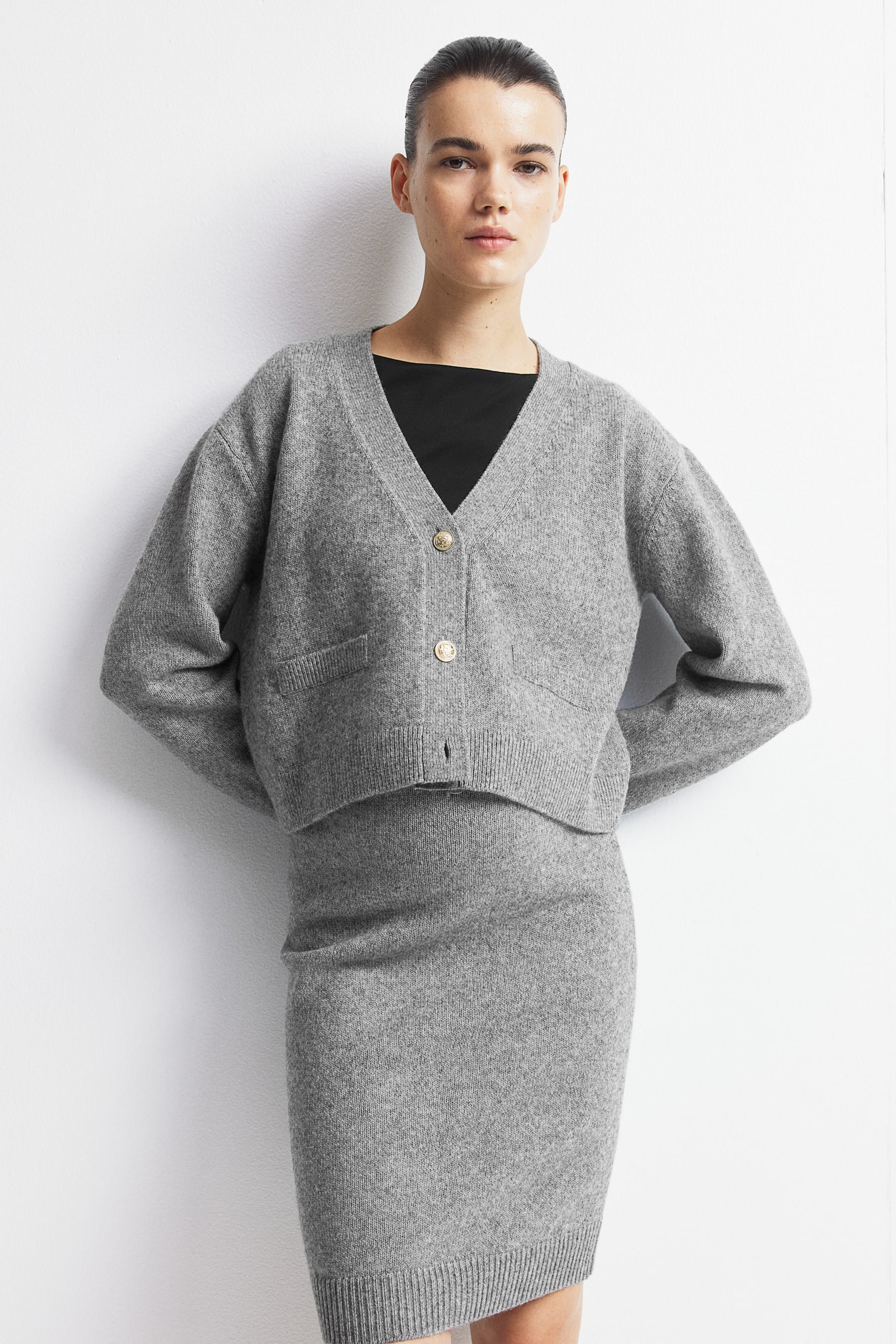 MAMA 2-piece knitted set - Grey marl - 1