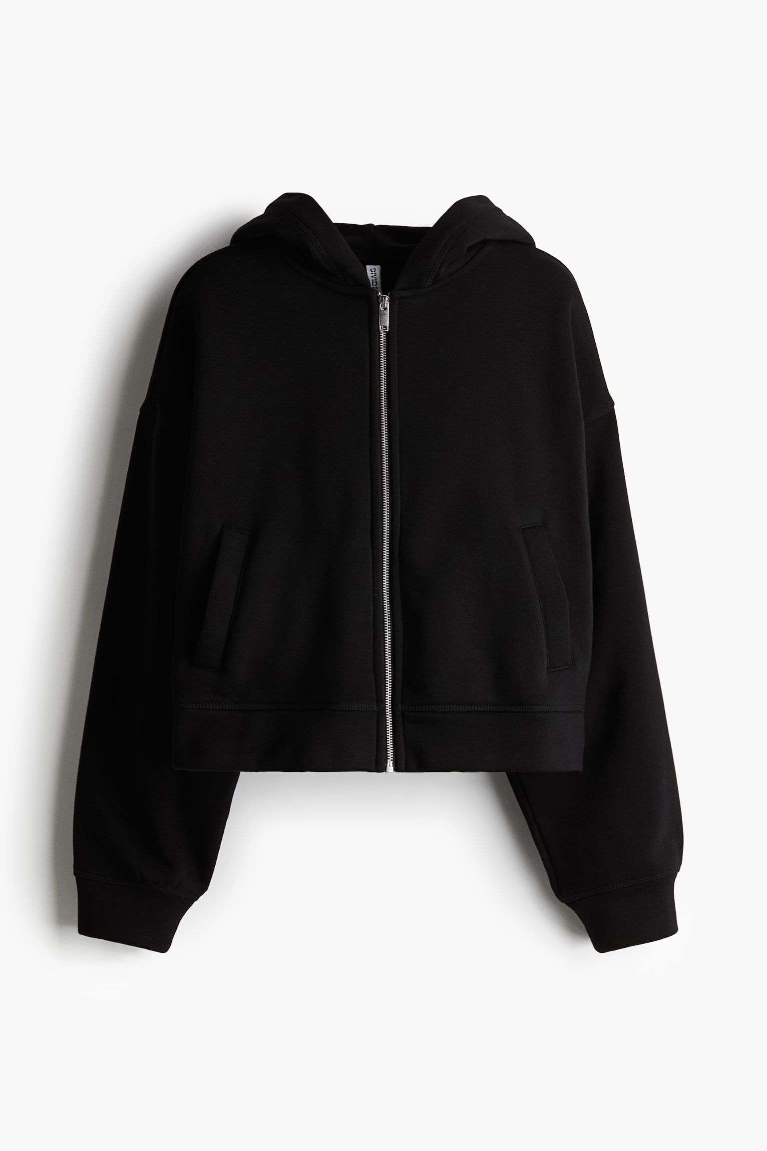 Oversized zip-through hoodie - Black/Light grey marl/Light beige - 2