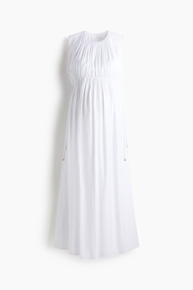 MAMA Kleid mit Kordelzügen - Weiss/Weinrot/Marineblau - 1