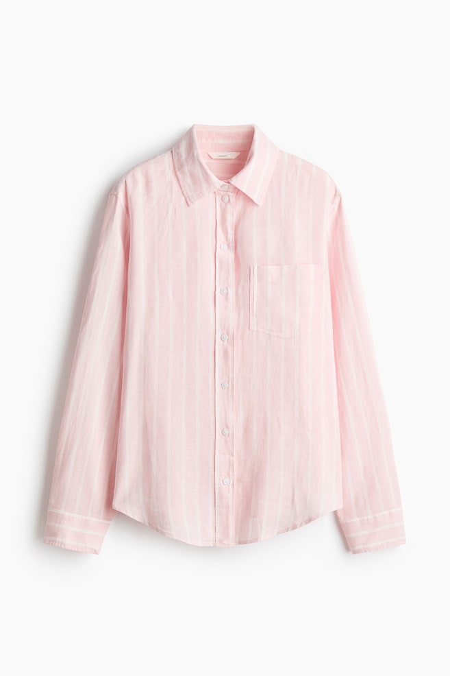 Linen-blend Shirt - Light pink/striped/Light yellow/striped/Light blue/White/Light blue/striped/Blue/white striped/Light beige - 1