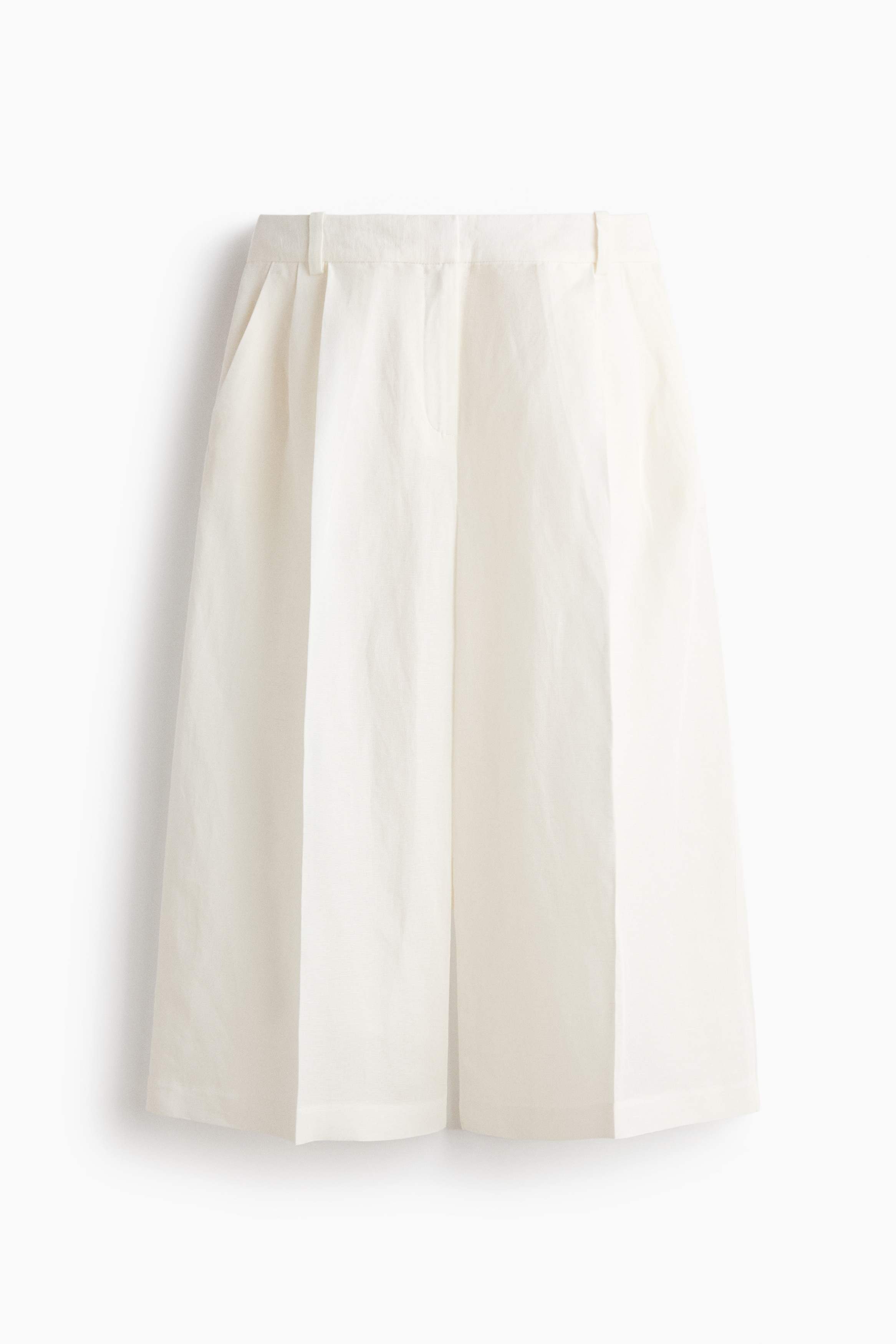 Wide linen-blend culottes - Ivory