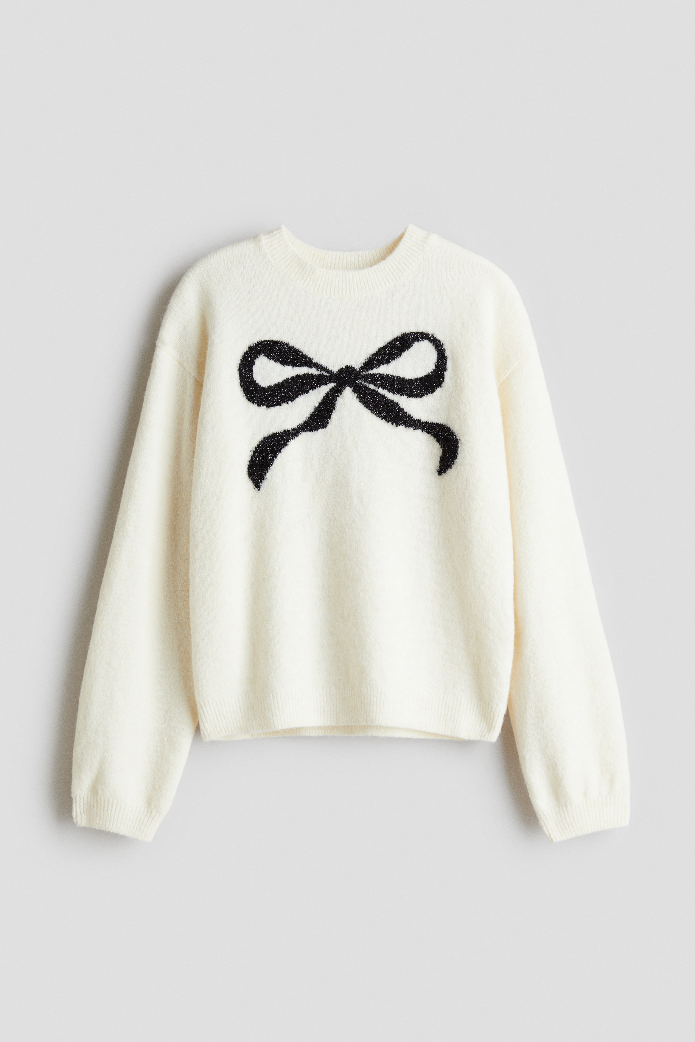 Jacquardstrikket genser - Hvit/Sløyfe/Rød/Sløyfe