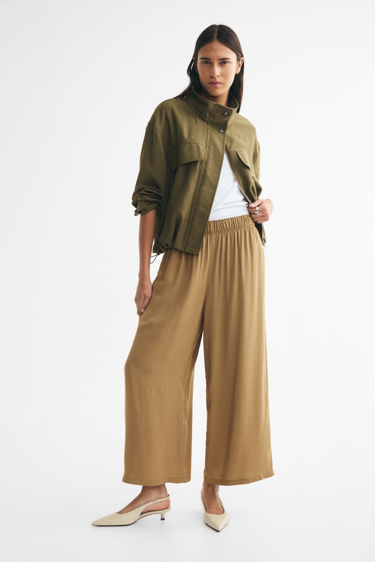 Женские брюки H&M Viscose Pull-On, цвет: Бежевый — фото 4