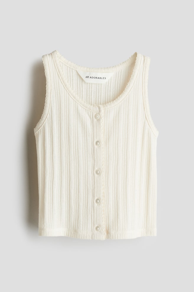 Pointelle jersey vest top - Cream/Beige - 1