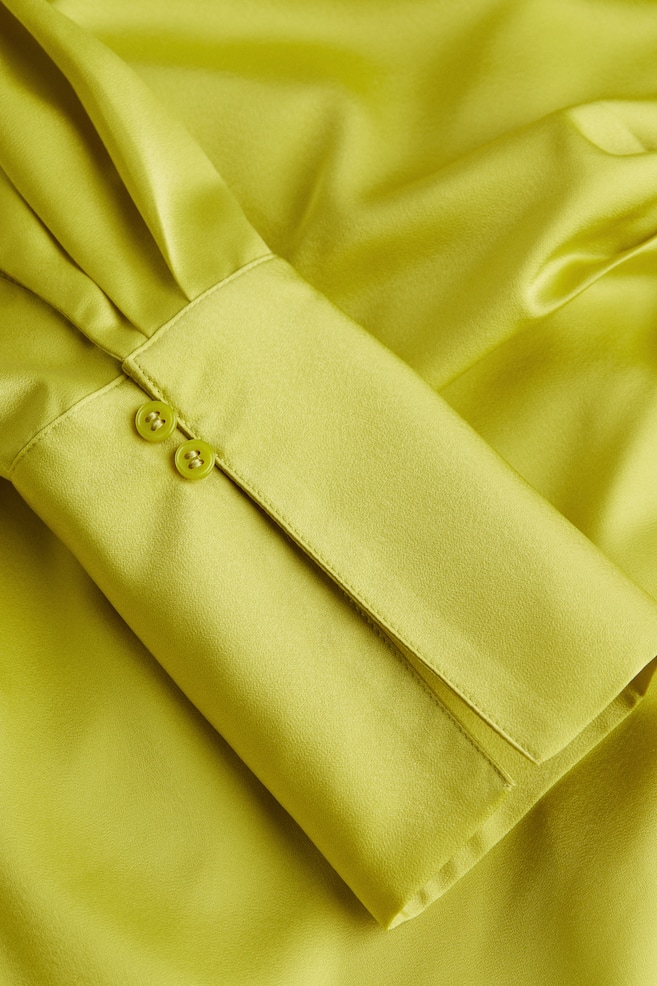 Satin wrap dress - Yellow-green/Dark green/Patterned - 4