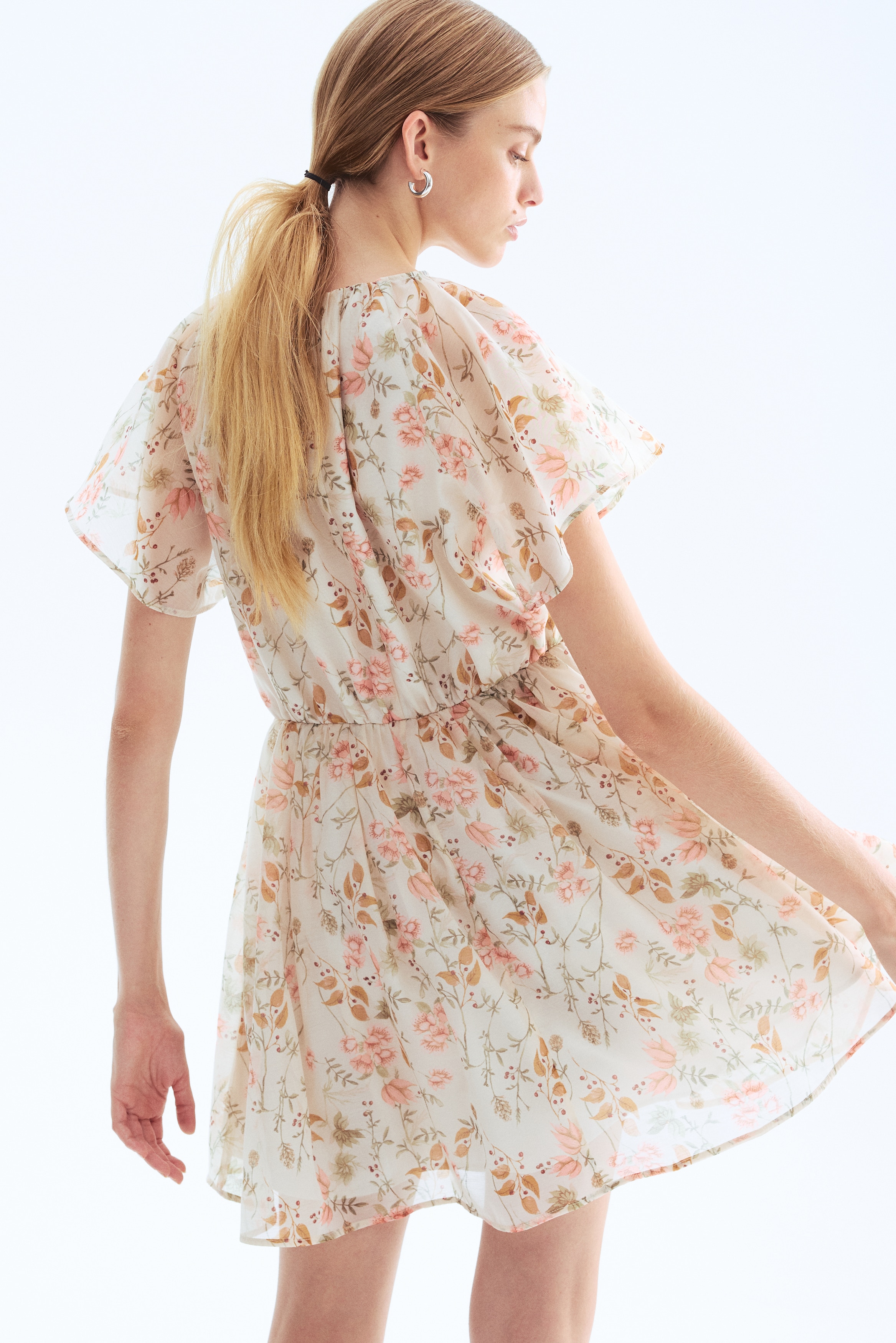 Butterfly-sleeved dress