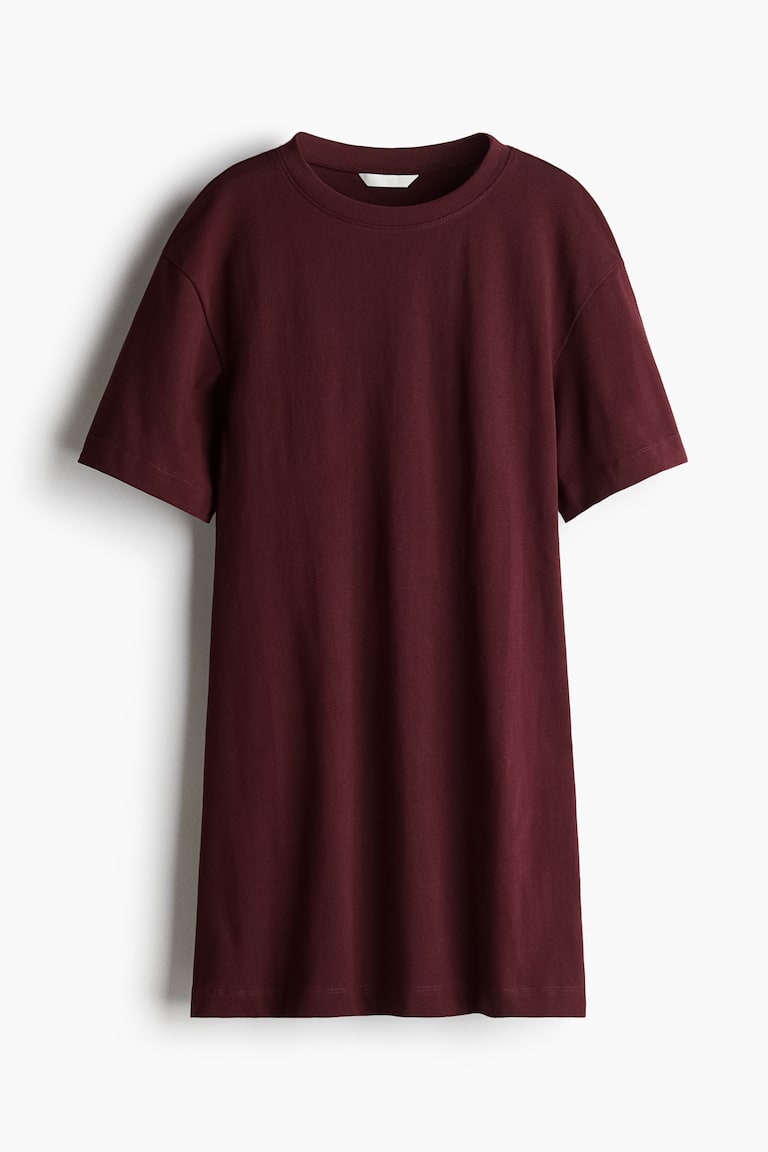 Women's Burgundy Defined-Waist T-Shirt Dress | H&M US