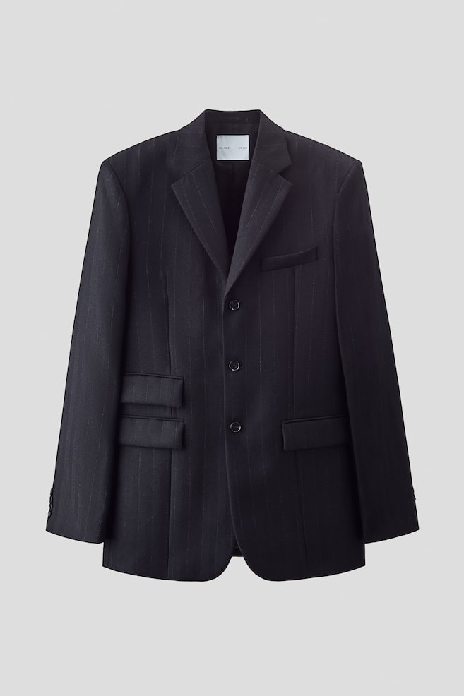 Long single-breasted wool jacket - Black - 1