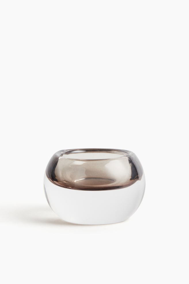 Glass Tea Light Holder - Transparent/brown - 1