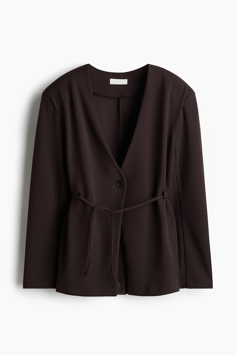 Blazer avec ceinture à nouer - Marron foncé - FEMME | H&M FR