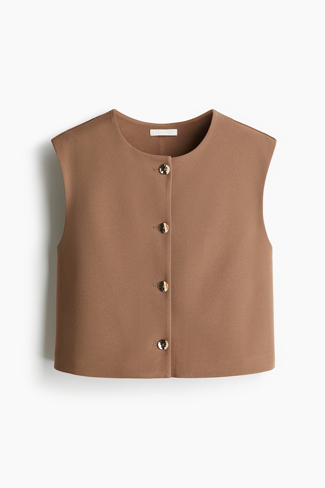 Interlock waistcoat - Dark beige/Cream - 1