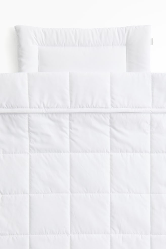 Crib Duvet and Pillow - White - 1