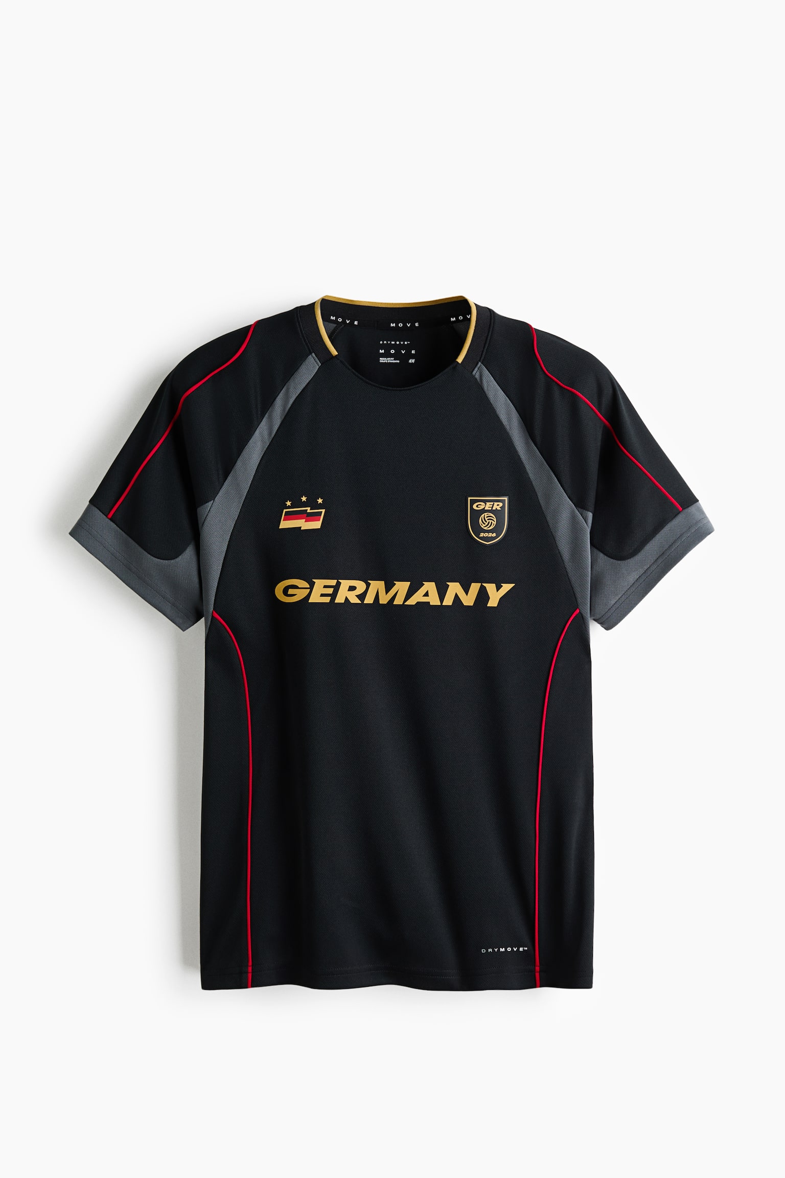 Maillot de soccer imprimé classique DryMove🅪 - Noir/texte Germany/Blanc/USA/Bleu clair/Argentina/Jaune/Brasil/Rouge/texte España