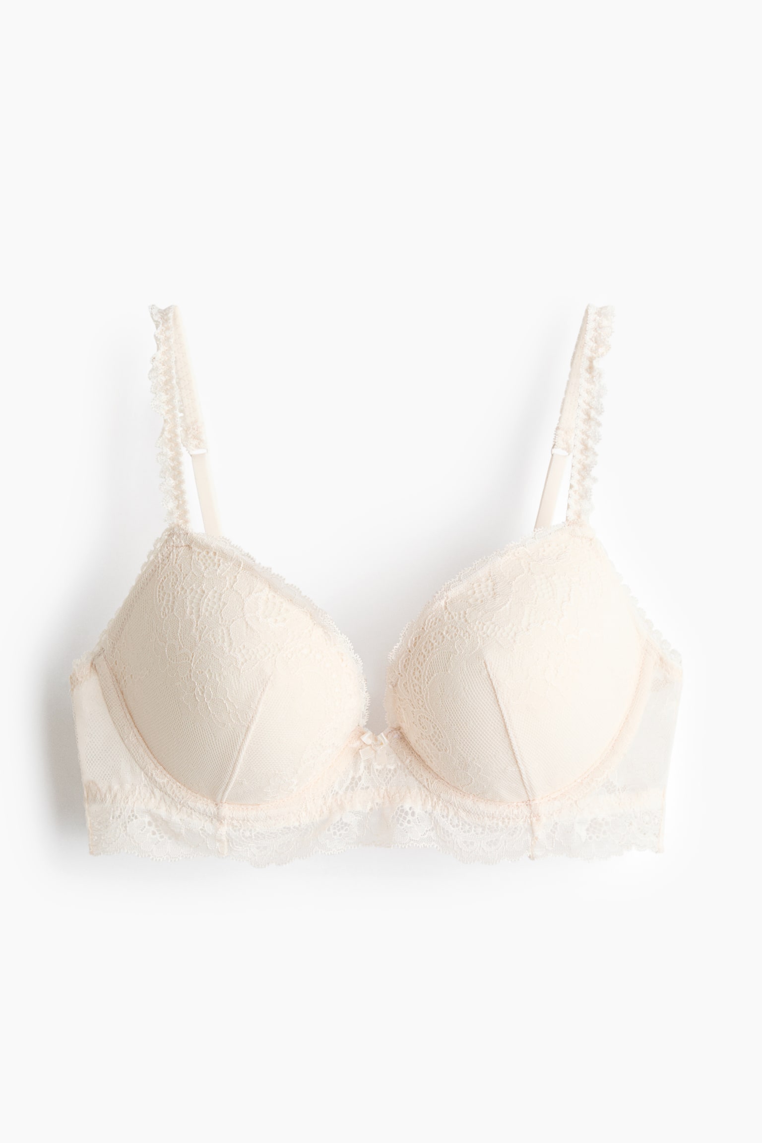 חזיית פוש-אפ תחרה - קרם/שחור - 1