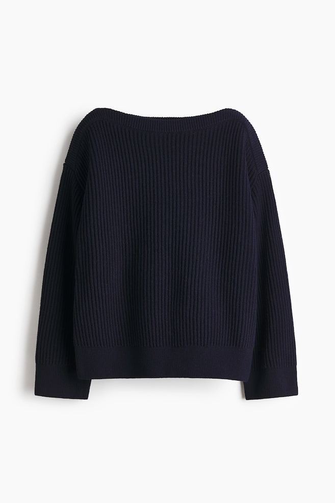 Pull oversize en laine mélangée - Bleu marine/Crème - 1