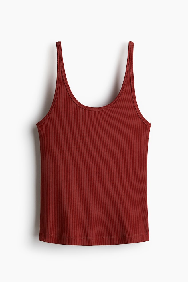 Geripptes Tanktop - Rostrot/Weiß/Dunkelbraun/Schwarz/Knallorange - 1