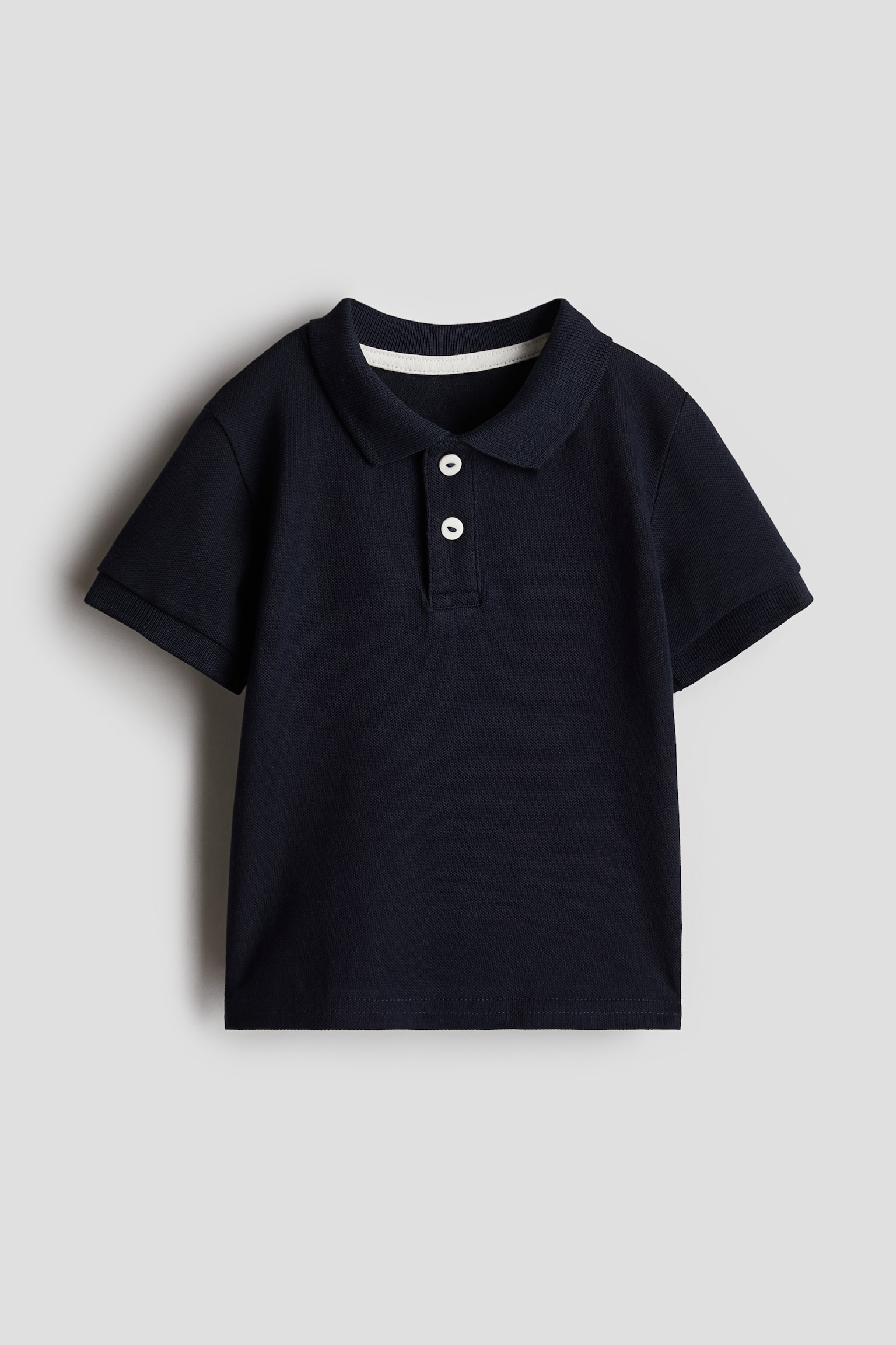 Cotton piqué polo shirt - Navy blue/White - 1