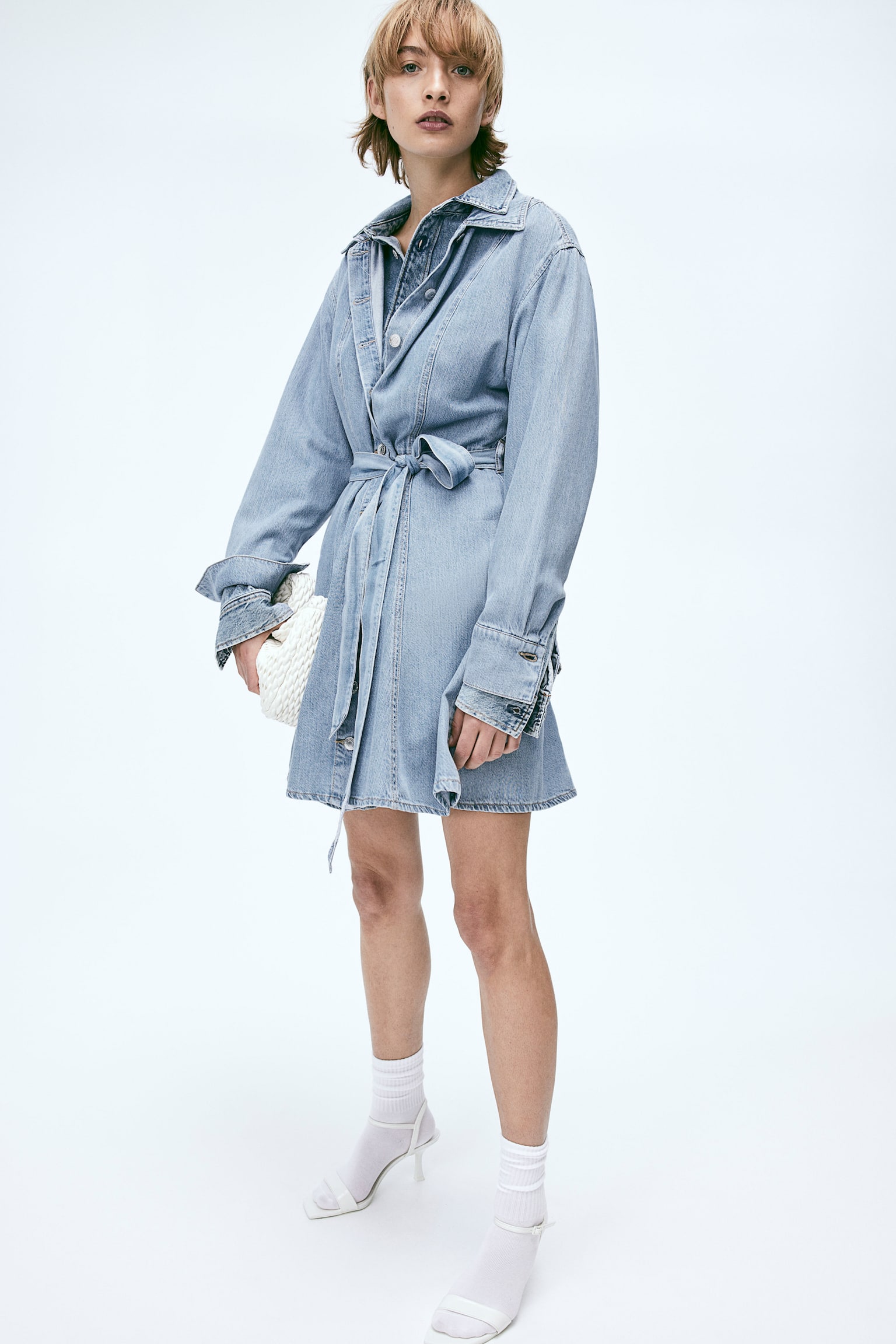 Denim Shirt Dress - Light denim blue - 1